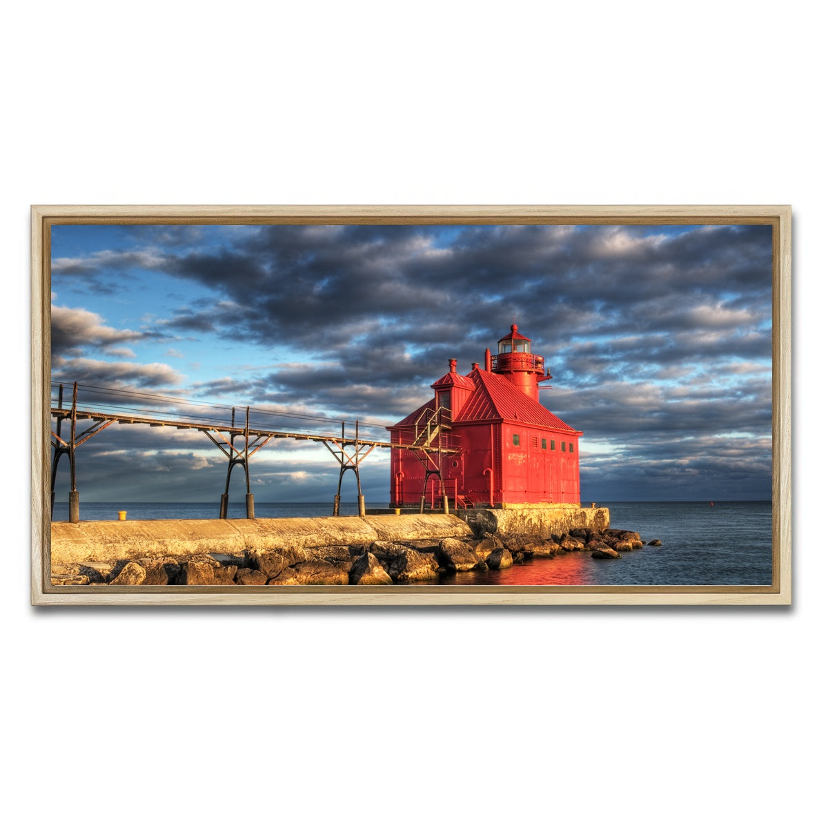 AUTO-MOCKUP WHITE | Sturgeon Bay Lighthouse | 1 Piece | Natural Framed Canvas | group=2x1