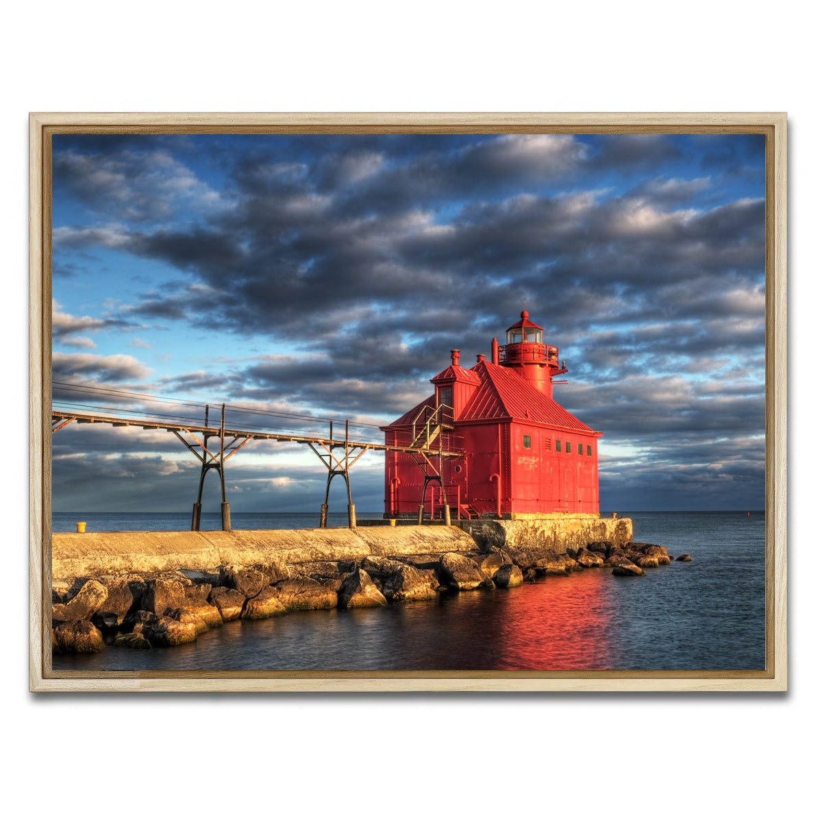 AUTO-MOCKUP WHITE | Sturgeon Bay Lighthouse | 1 Piece | Natural Framed Canvas | group=4x3