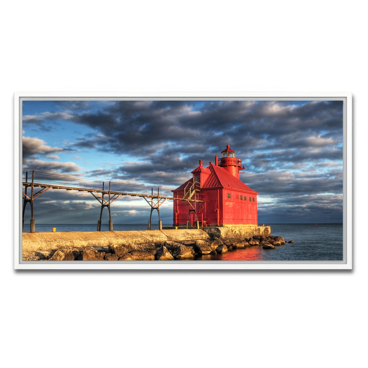 AUTO-MOCKUP WHITE | Sturgeon Bay Lighthouse | 1 Piece | White Framed Canvas | group=2x1