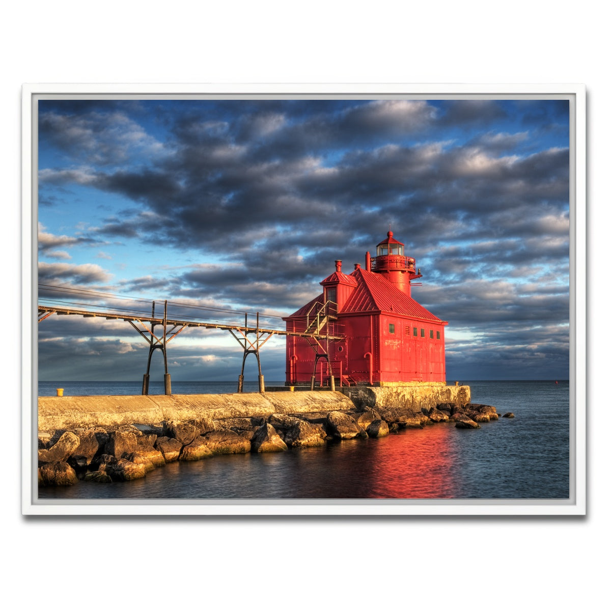 AUTO-MOCKUP WHITE | Sturgeon Bay Lighthouse | 1 Piece | White Framed Canvas | group=4x3