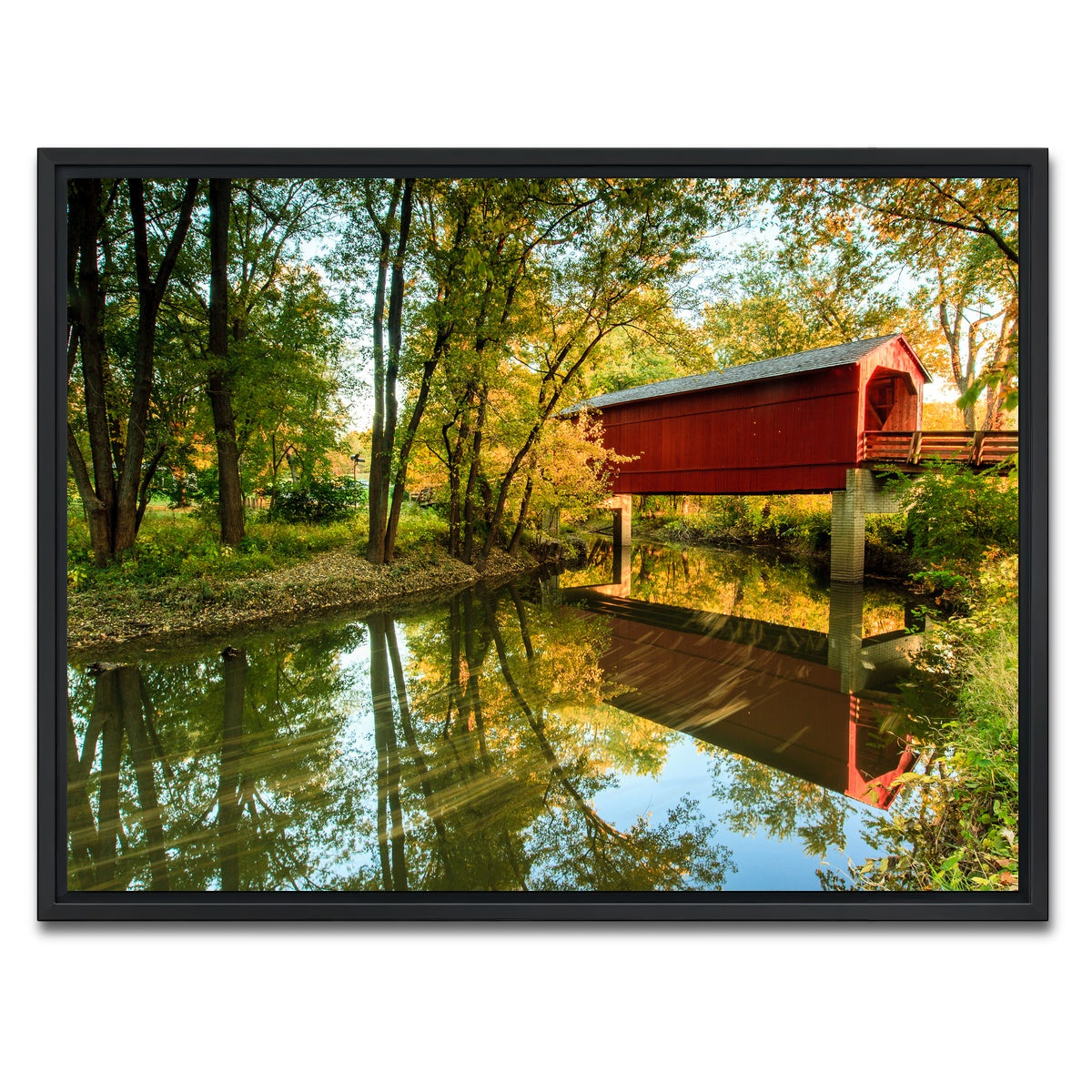 AUTO-MOCKUP WHITE | Sugar Creek Covered Bridge | 1 Piece | Black Framed Canvas | group=4x3