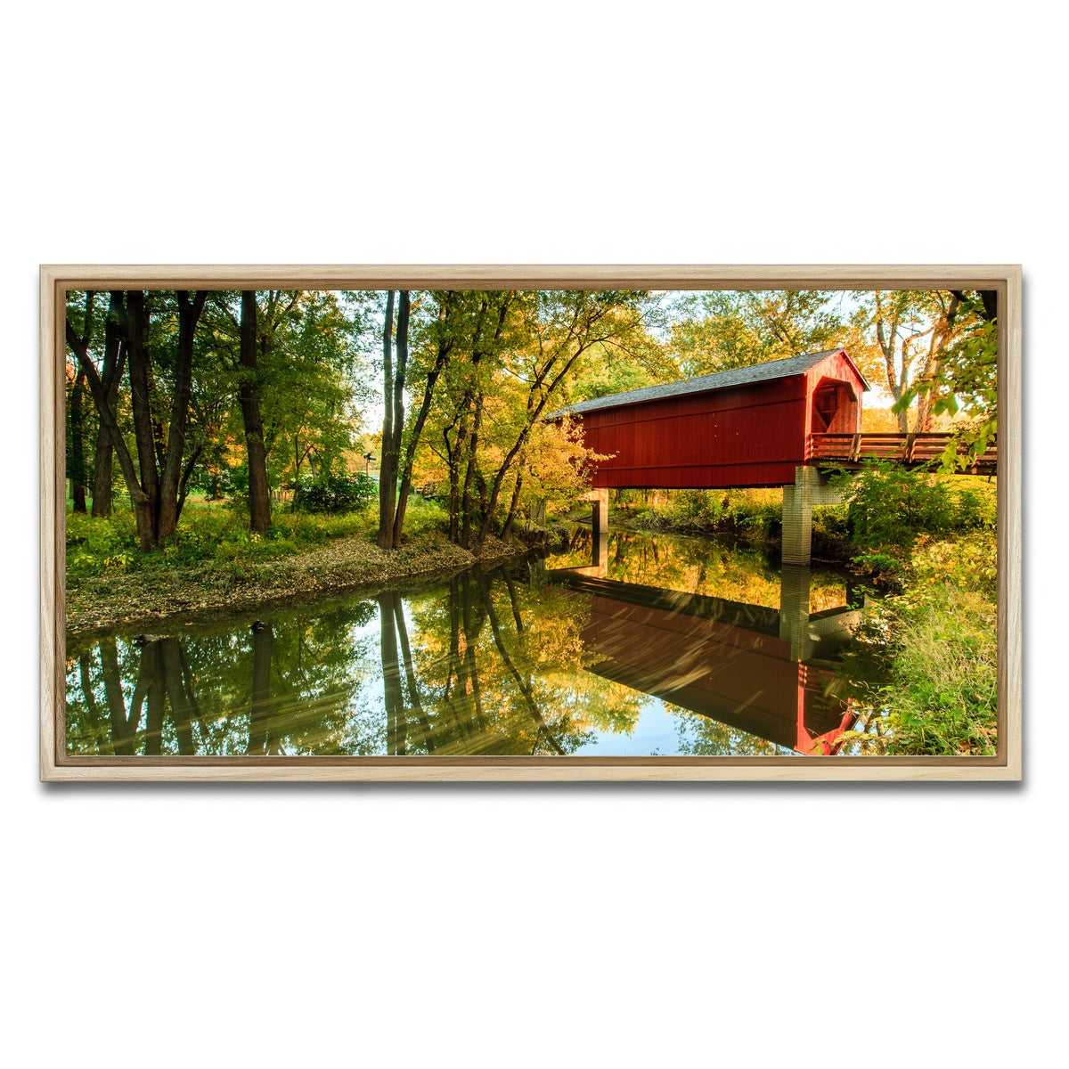 AUTO-MOCKUP WHITE | Sugar Creek Covered Bridge | 1 Piece | Natural Framed Canvas | group=2x1