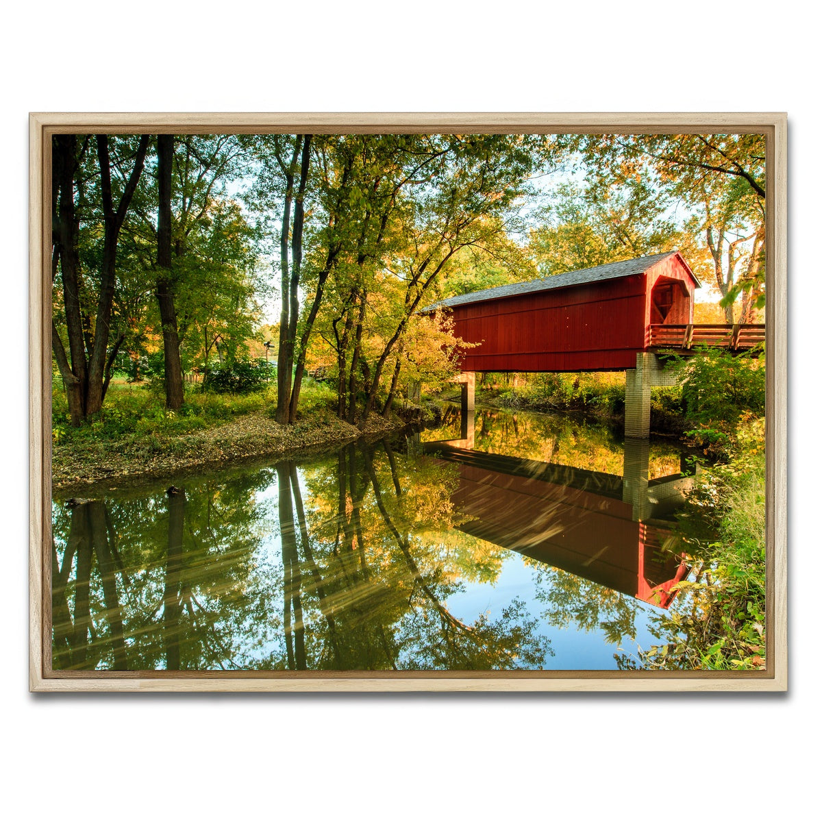 AUTO-MOCKUP WHITE | Sugar Creek Covered Bridge | 1 Piece | Natural Framed Canvas | group=4x3