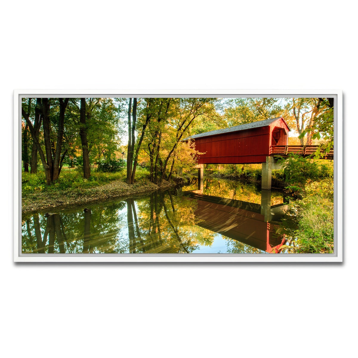 AUTO-MOCKUP WHITE | Sugar Creek Covered Bridge | 1 Piece | White Framed Canvas | group=2x1