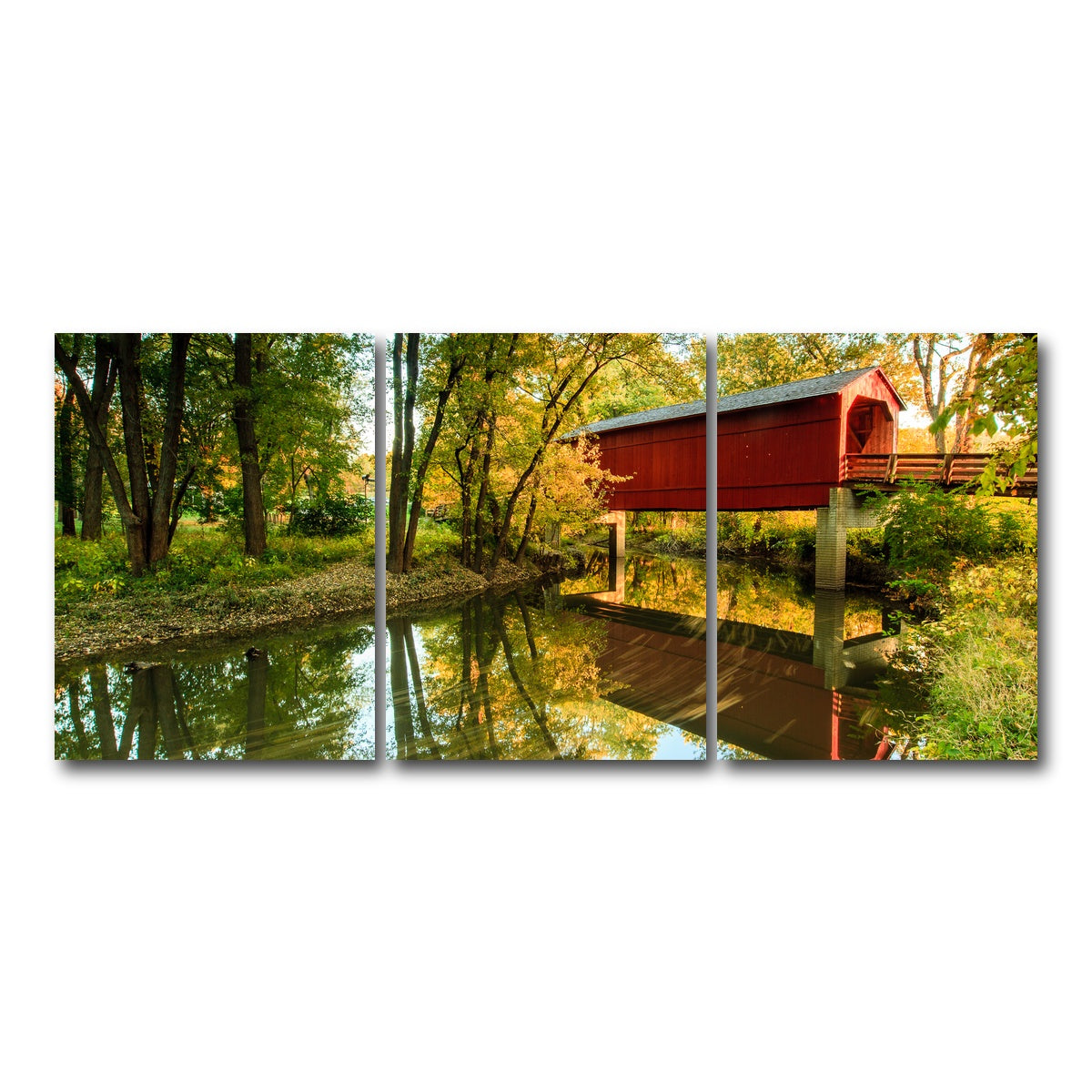 AUTO-MOCKUP WHITE | Sugar Creek Covered Bridge | 3 Piece | Gallery Wrap Canvas | group=18x24