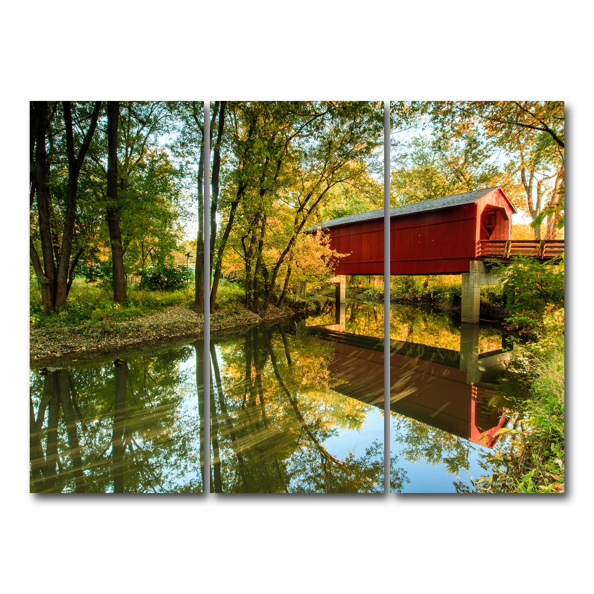 AUTO-MOCKUP WHITE | Sugar Creek Covered Bridge | 3 Piece | Gallery Wrap Canvas | group=8x18