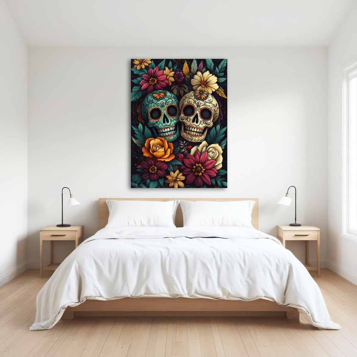 AUTO-MOCKUP ROOM | Sugar Skulls with Vibrant Flowers