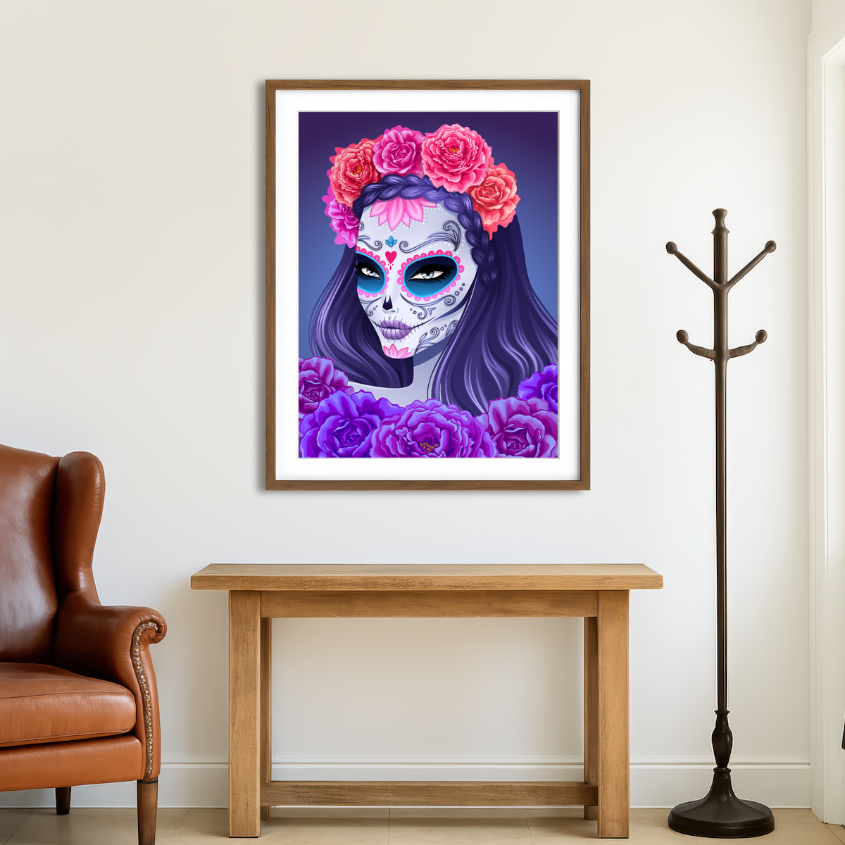 AUTO-MOCKUP ROOM | Sugar Skull Woman Wall Art
