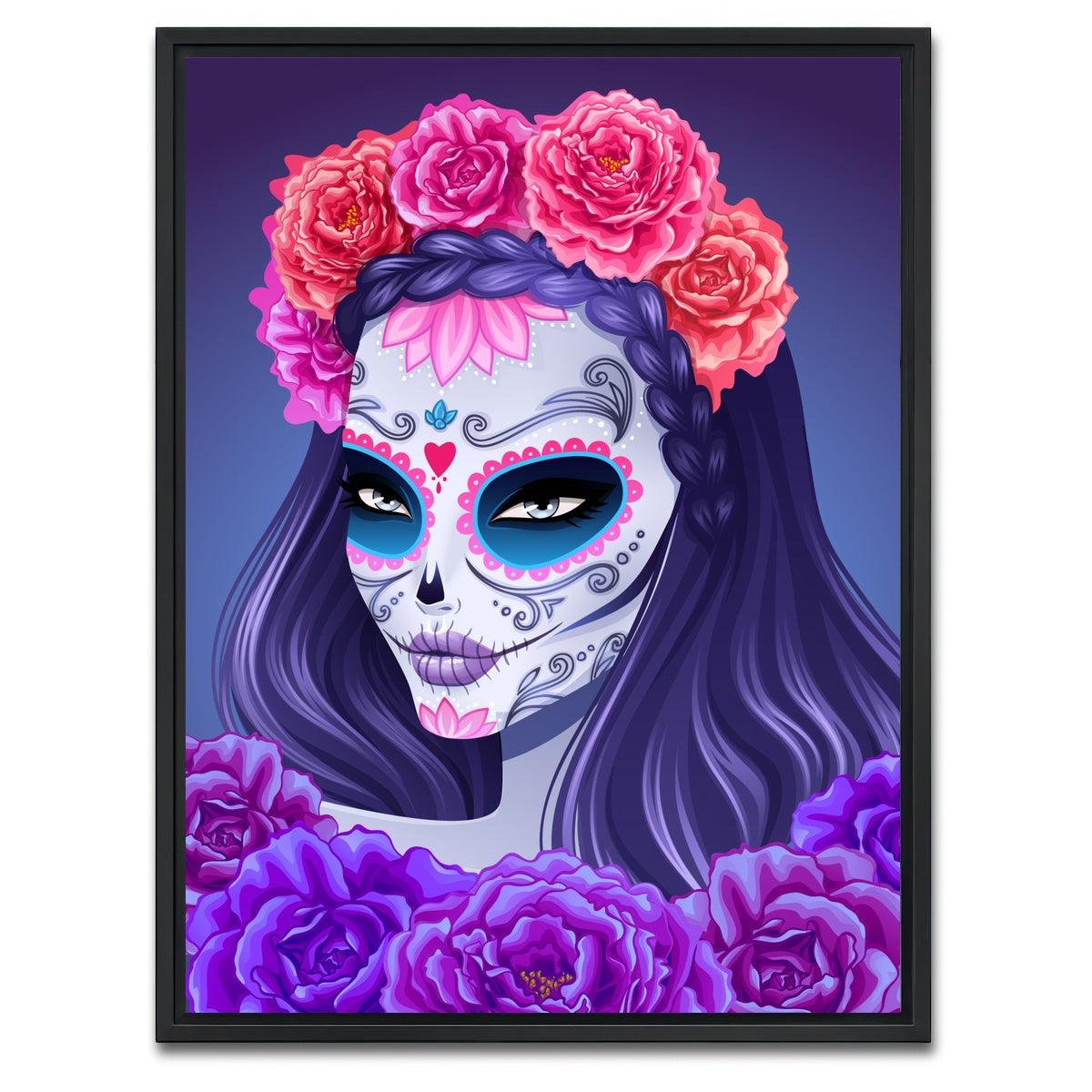 AUTO-MOCKUP WHITE | Sugar skull woman | 1 Piece | Black Framed Canvas | group=3x4