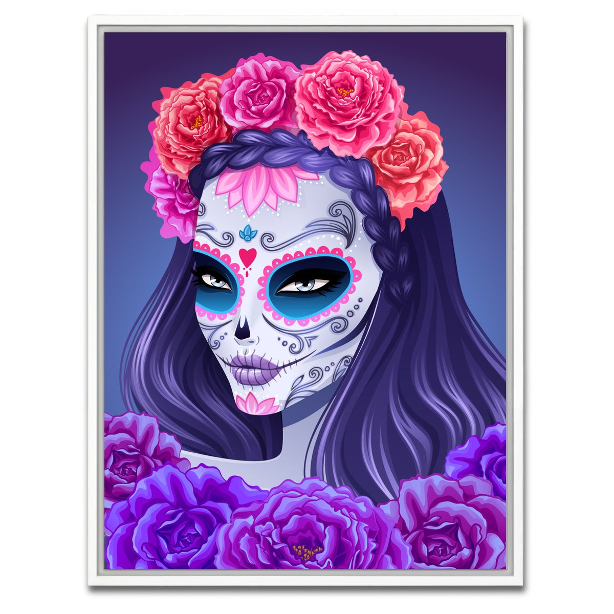 AUTO-MOCKUP WHITE | Sugar skull woman | 1 Piece | White Framed Canvas | group=3x4