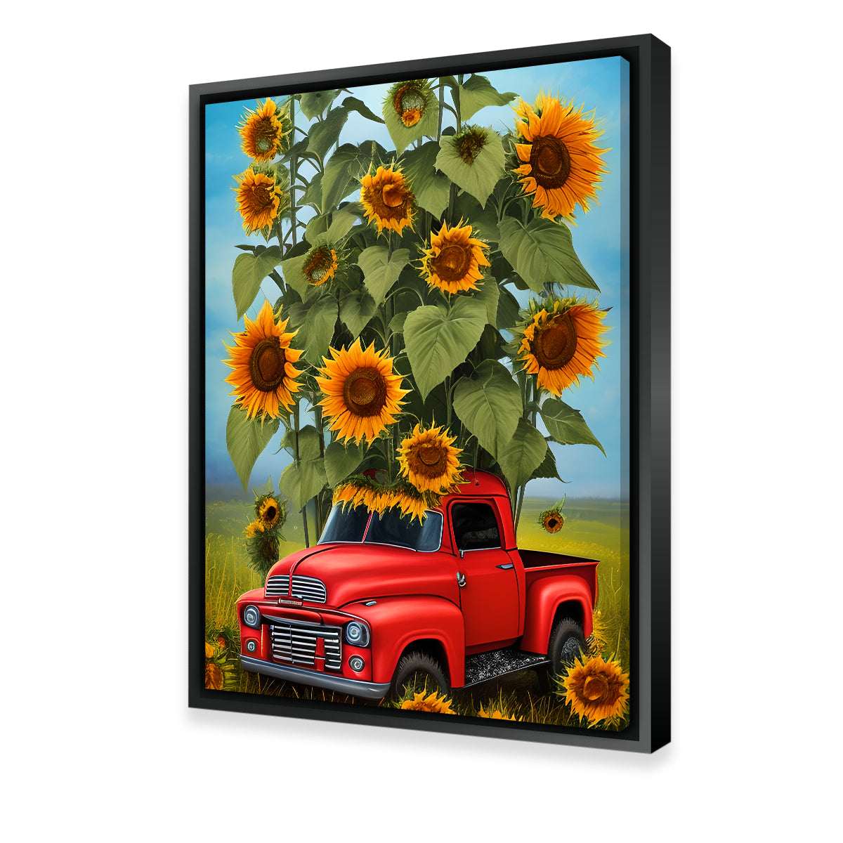 Sunflower Red Truck Wall Art