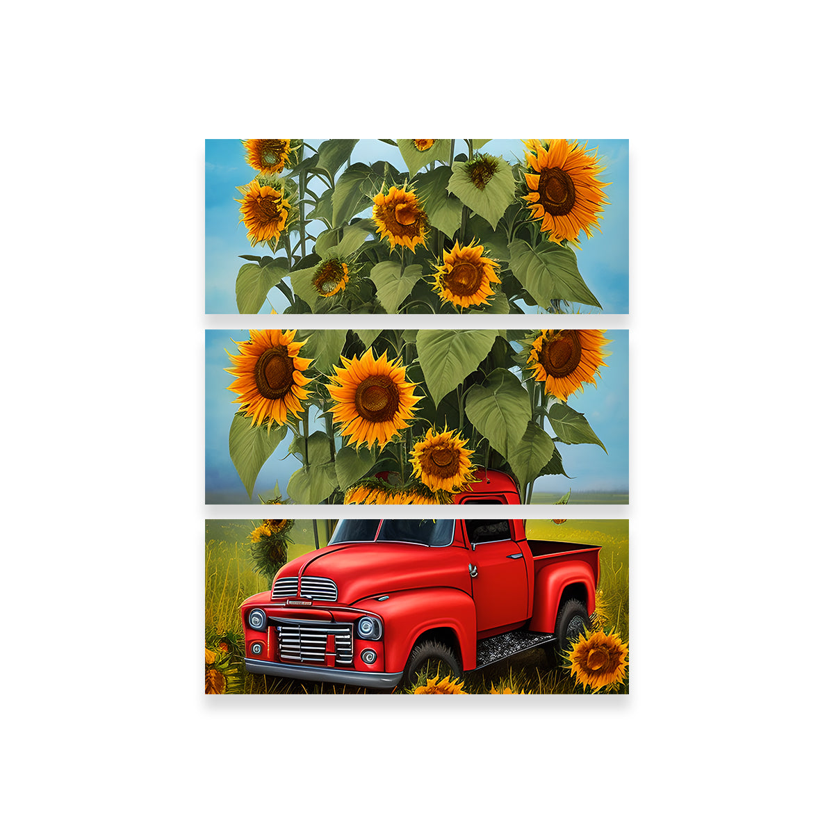 Sunflower Red Truck Wall Art