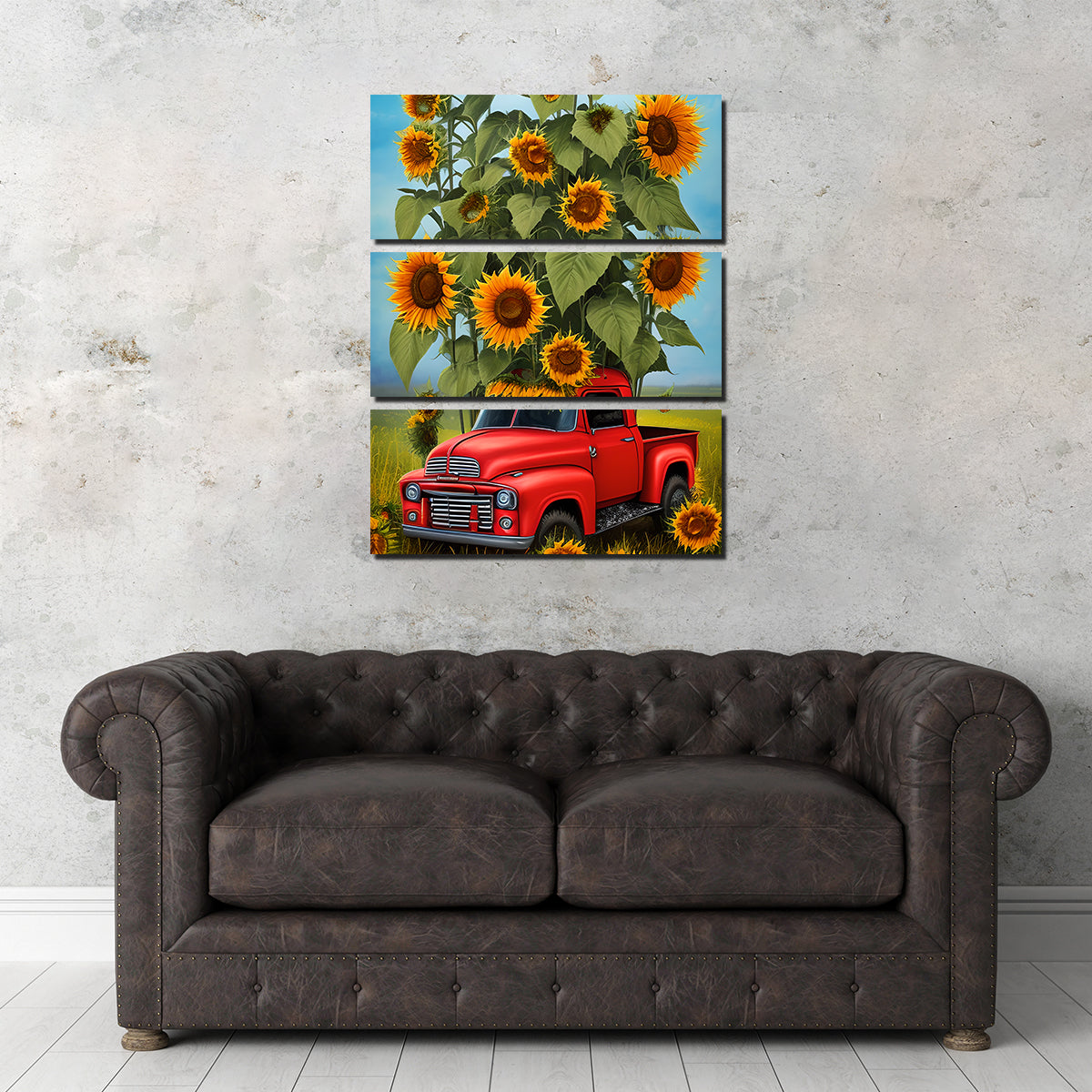 Sunflower Red Truck Wall Art