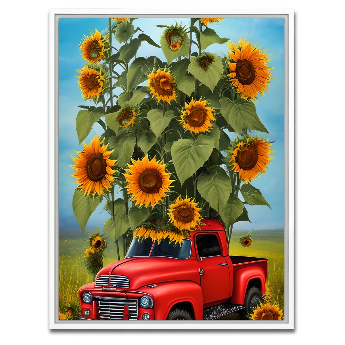 AUTO-MOCKUP WHITE | Sunflower Red Truck | 1 Piece | White Framed Canvas | group=3x4
