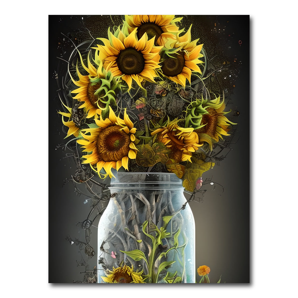 AUTO-MOCKUP WHITE | Sunflower in Mason Jar | 1 Piece | Gallery Wrap Canvas | group=3x4