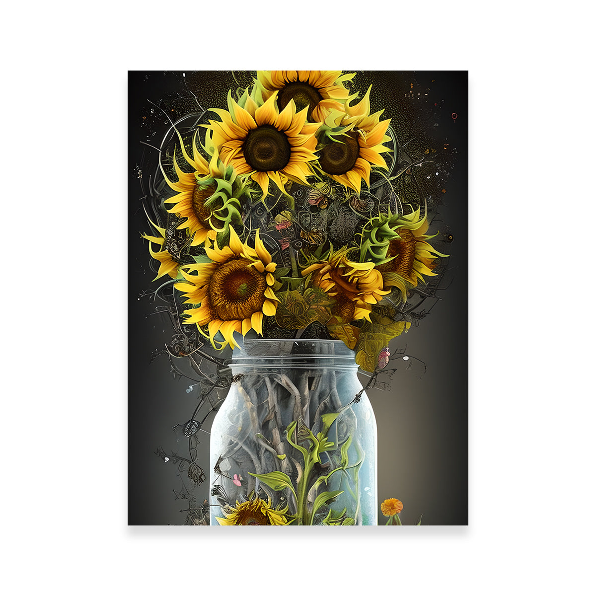 Sunflower in Mason Jar Wall Art