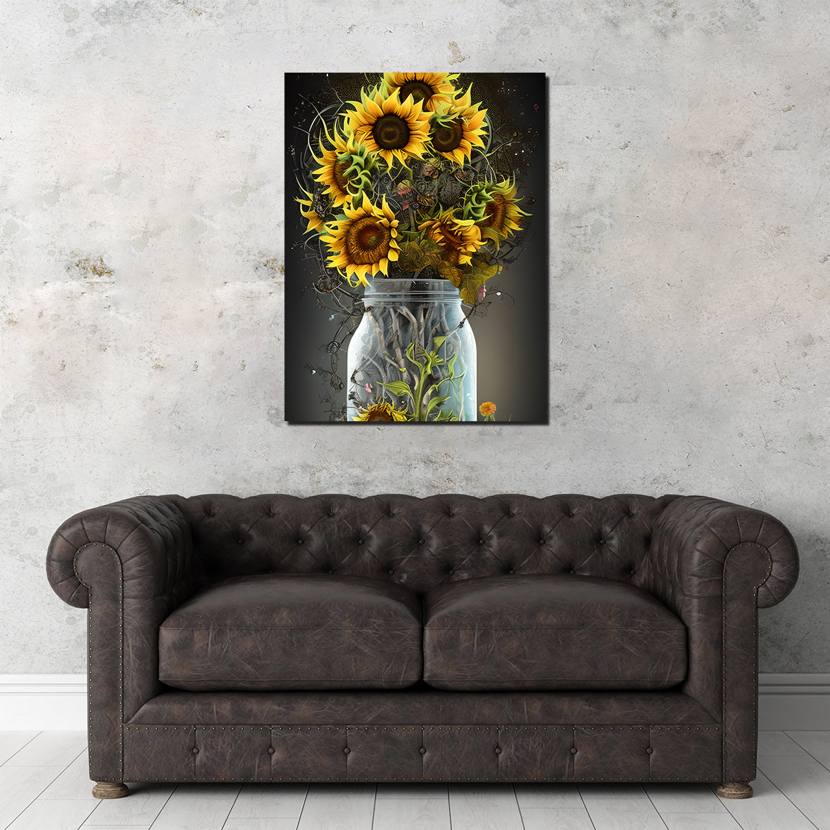 Sunflower in Mason Jar Wall Art