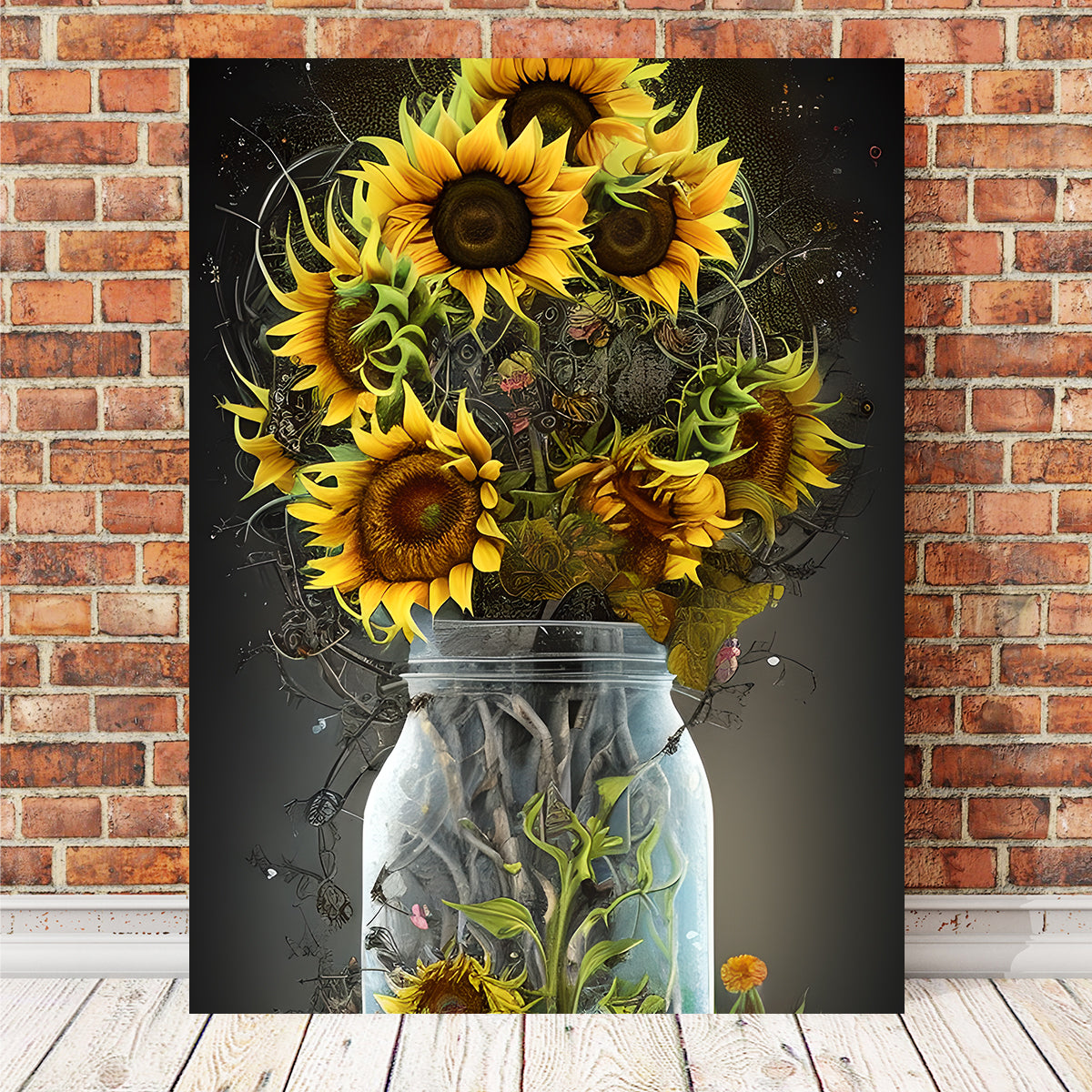 Sunflower in Mason Jar Wall Art
