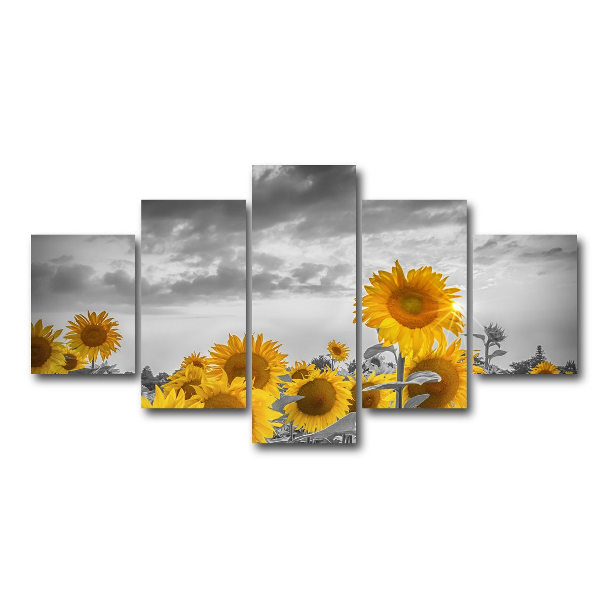 AUTO-MOCKUP WHITE | Sunflowers in the evening | 5 Piece | Gallery Wrap Canvas | group=5_short