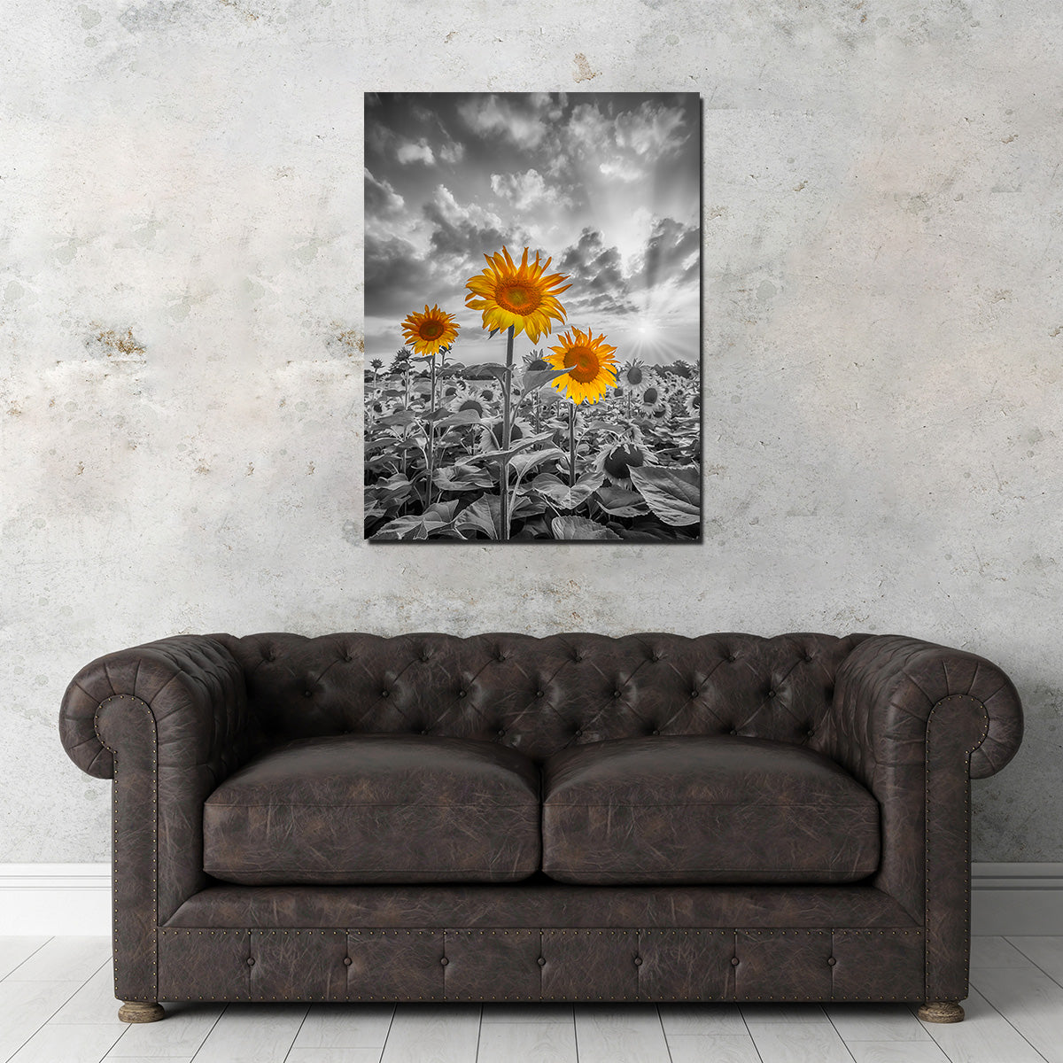 Sunflowers in Sunset Yellow Color Pop Wall Art