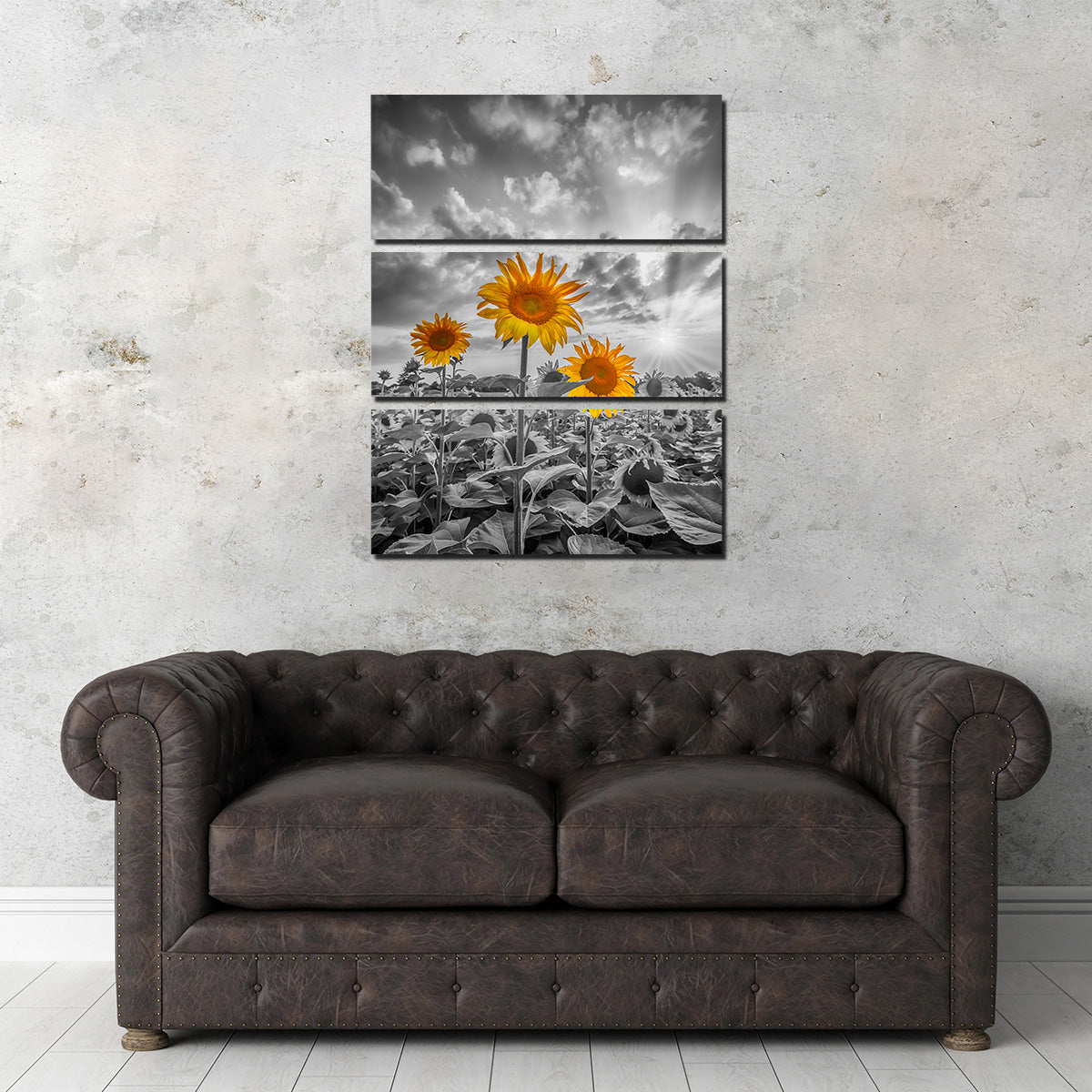 Sunflowers in Sunset Yellow Color Pop Wall Art