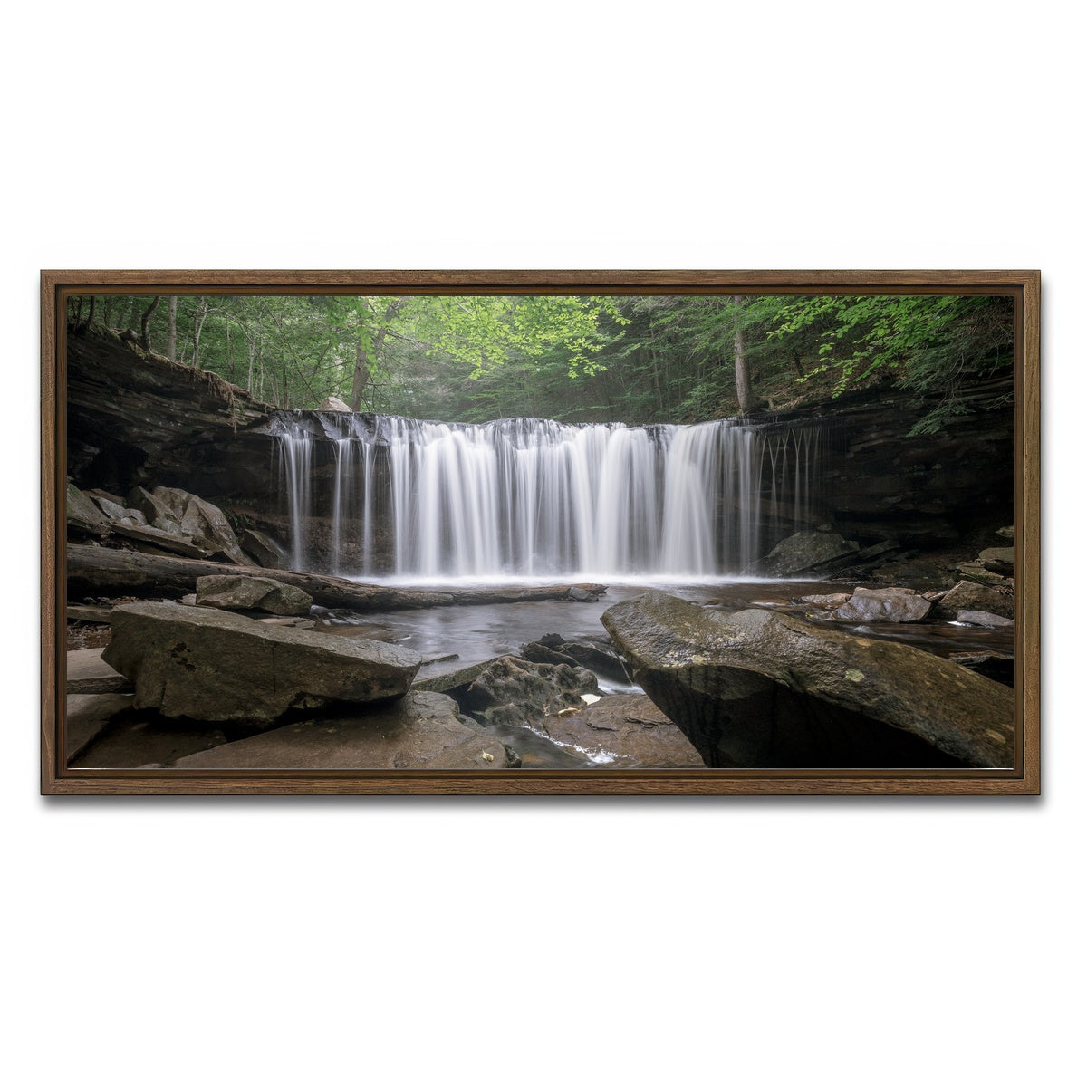 AUTO-MOCKUP WHITE | Sunrise At Ricketts Glenn | 1 Piece | Walnut Framed Canvas | group=2x1