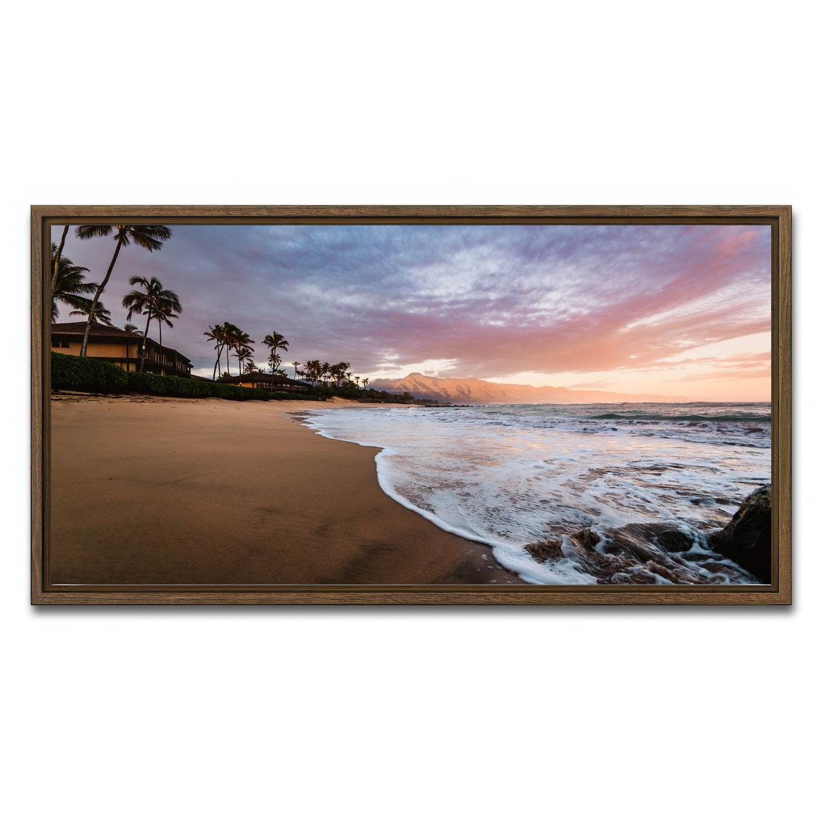AUTO-MOCKUP WHITE | Sunrise Beach | 1 Piece | Walnut Framed Canvas | group=2x1