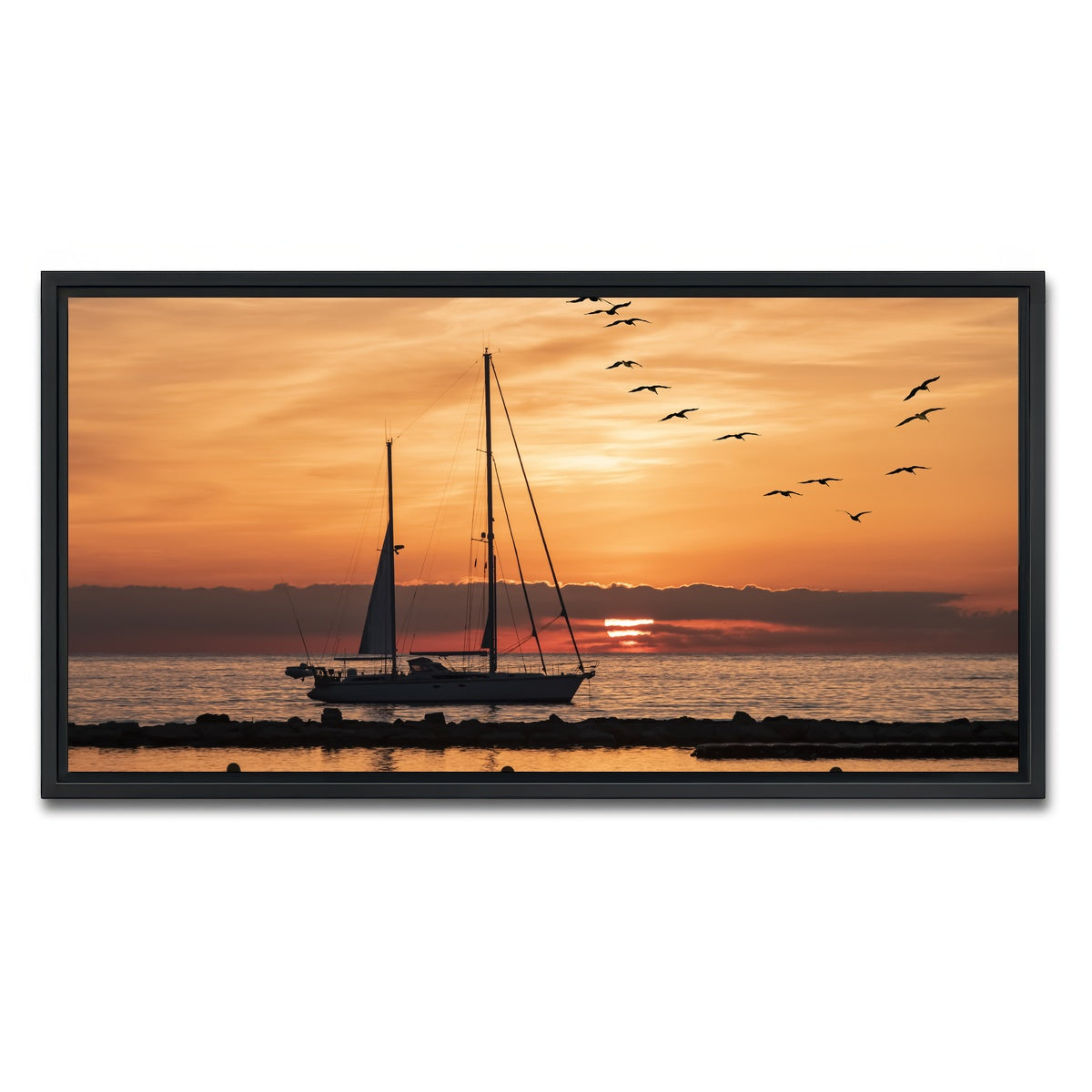 AUTO-MOCKUP WHITE | Sunrise On The Riviera | 1 Piece | Black Framed Canvas | group=2x1