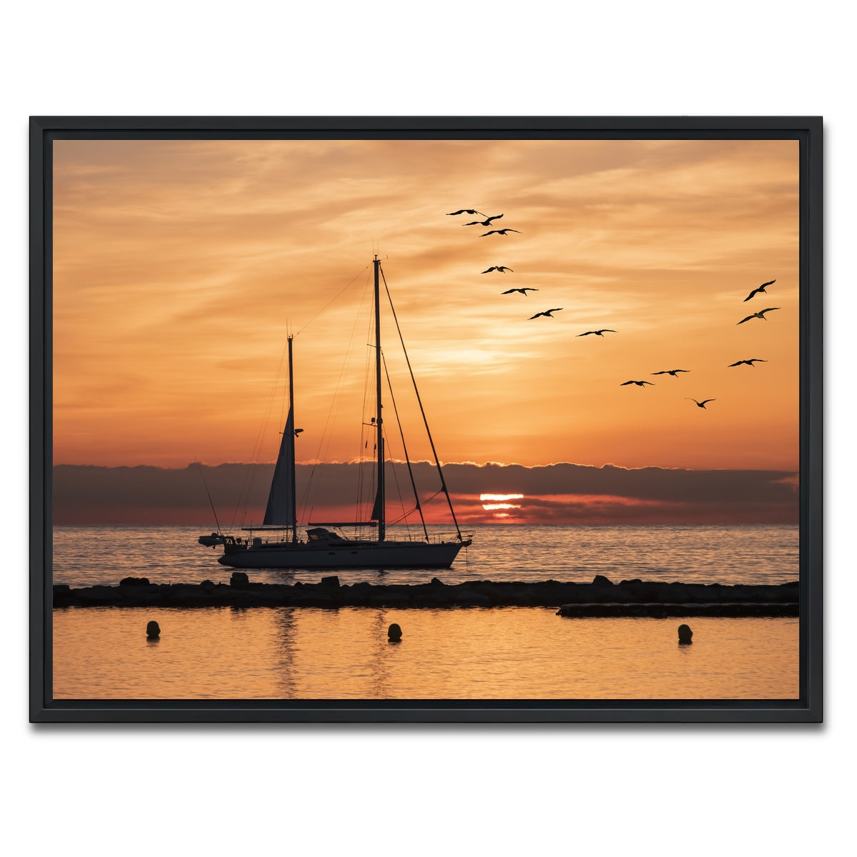 AUTO-MOCKUP WHITE | Sunrise On The Riviera | 1 Piece | Black Framed Canvas | group=4x3