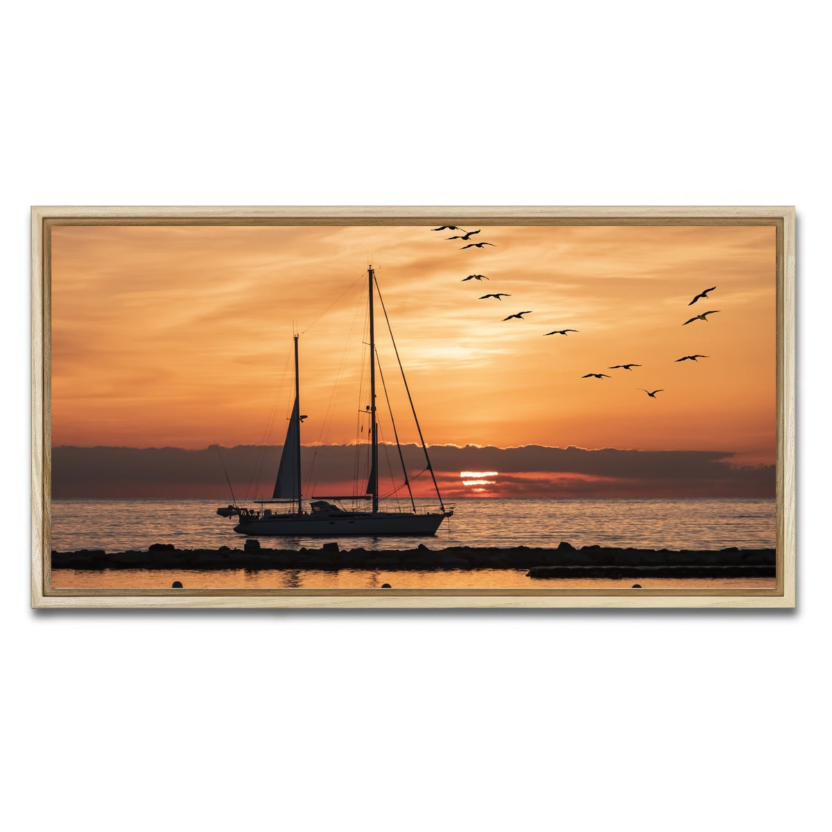 AUTO-MOCKUP WHITE | Sunrise On The Riviera | 1 Piece | Natural Framed Canvas | group=2x1