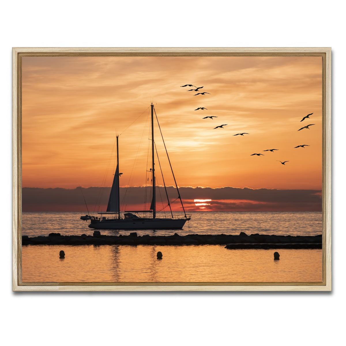 AUTO-MOCKUP WHITE | Sunrise On The Riviera | 1 Piece | Natural Framed Canvas | group=4x3