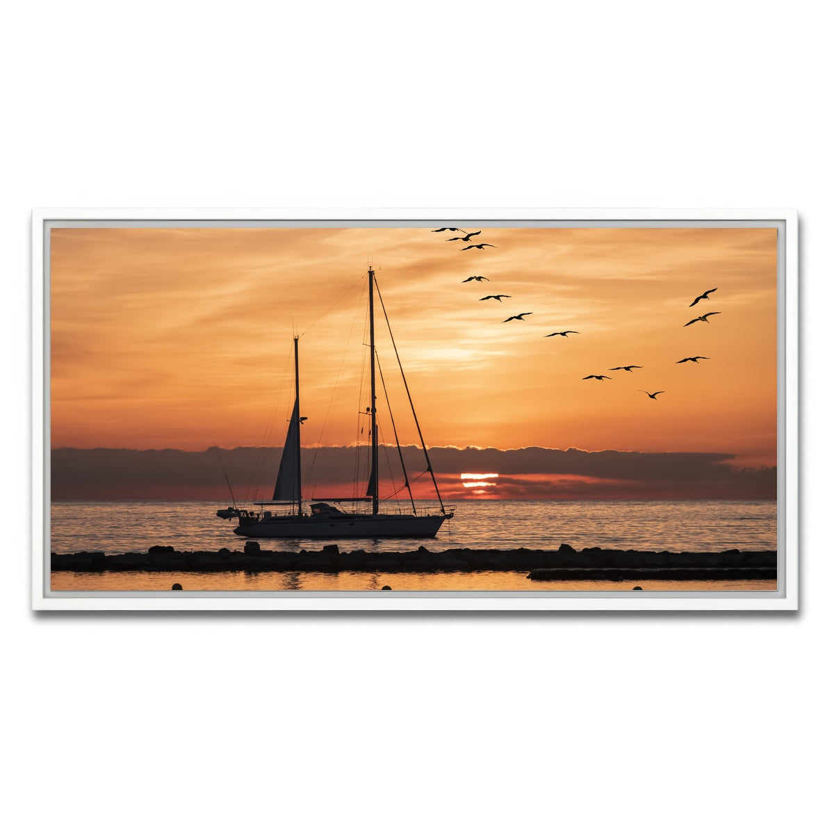AUTO-MOCKUP WHITE | Sunrise On The Riviera | 1 Piece | White Framed Canvas | group=2x1