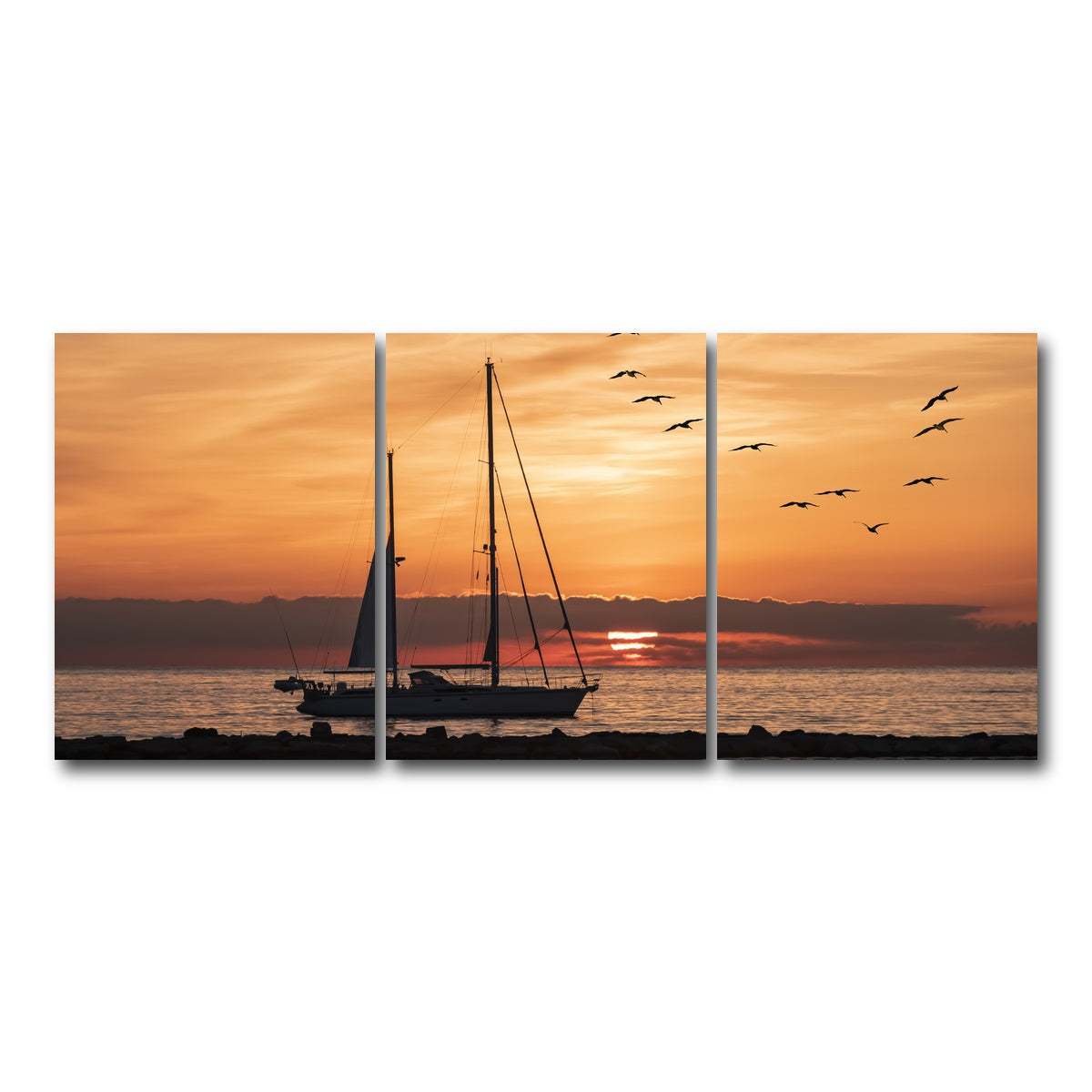 AUTO-MOCKUP WHITE | Sunrise On The Riviera | 3 Piece | Gallery Wrap Canvas | group=18x24