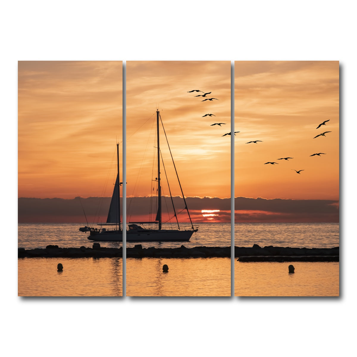 AUTO-MOCKUP WHITE | Sunrise On The Riviera | 3 Piece | Gallery Wrap Canvas | group=8x18