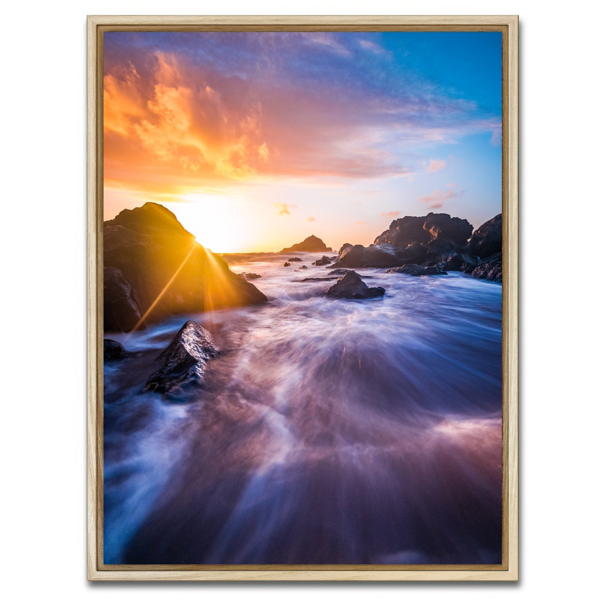 AUTO-MOCKUP WHITE | Sunrise Waves | 1 Piece | Natural Framed Canvas | group=3x4
