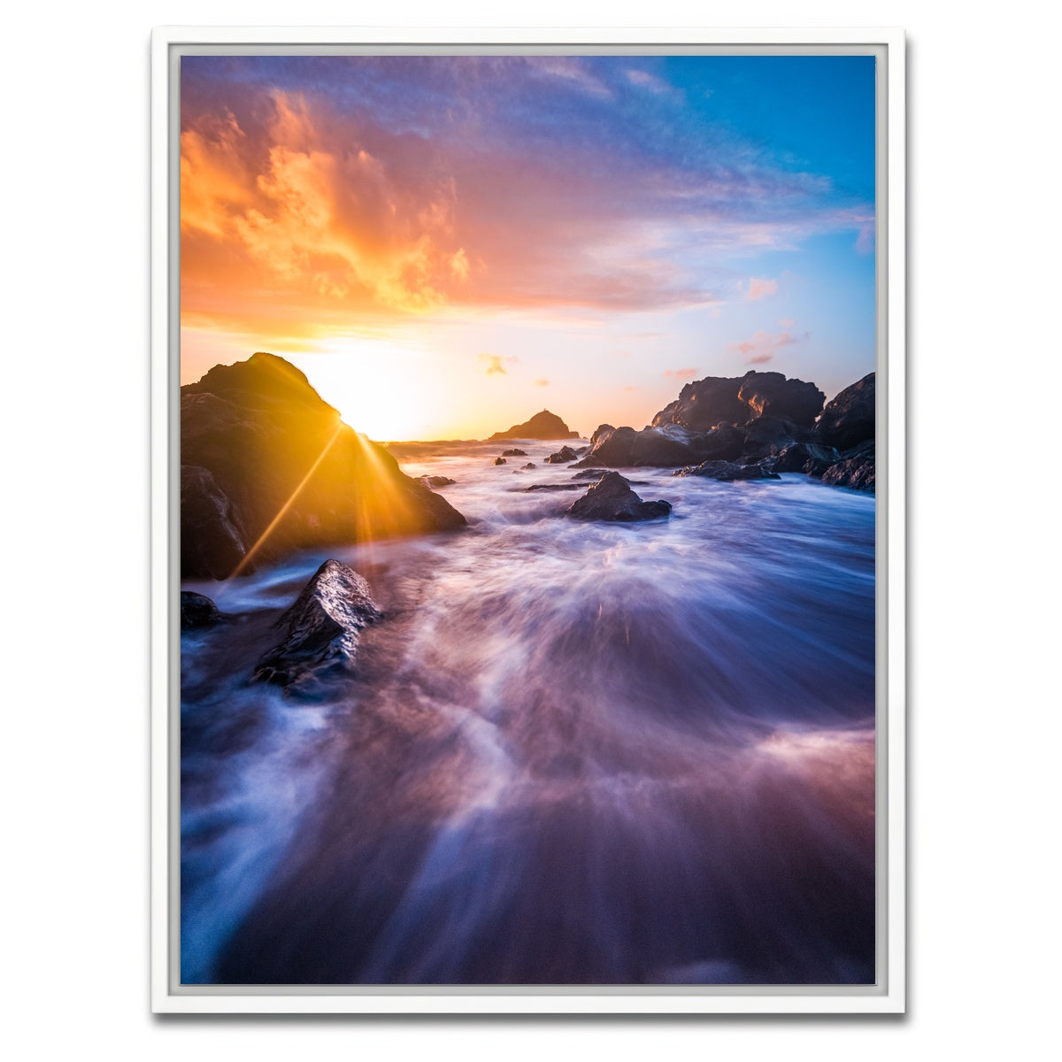 AUTO-MOCKUP WHITE | Sunrise Waves | 1 Piece | White Framed Canvas | group=3x4