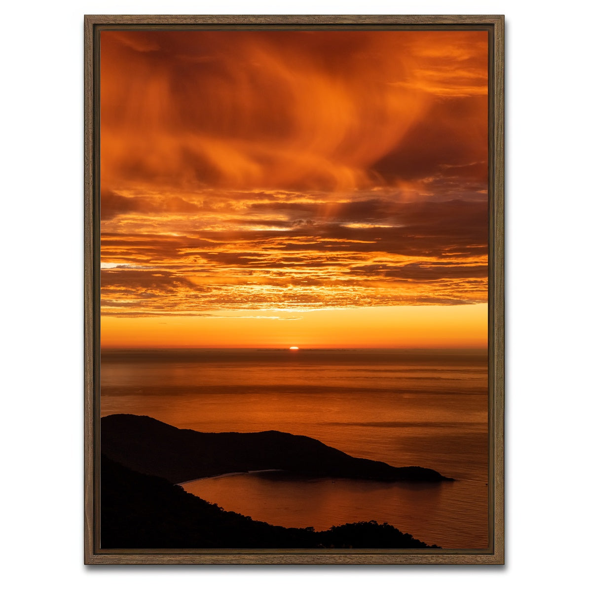 AUTO-MOCKUP WHITE | Sunrise at Ilha Grande Brazil | 1 Piece | Walnut Framed Canvas | group=3x4