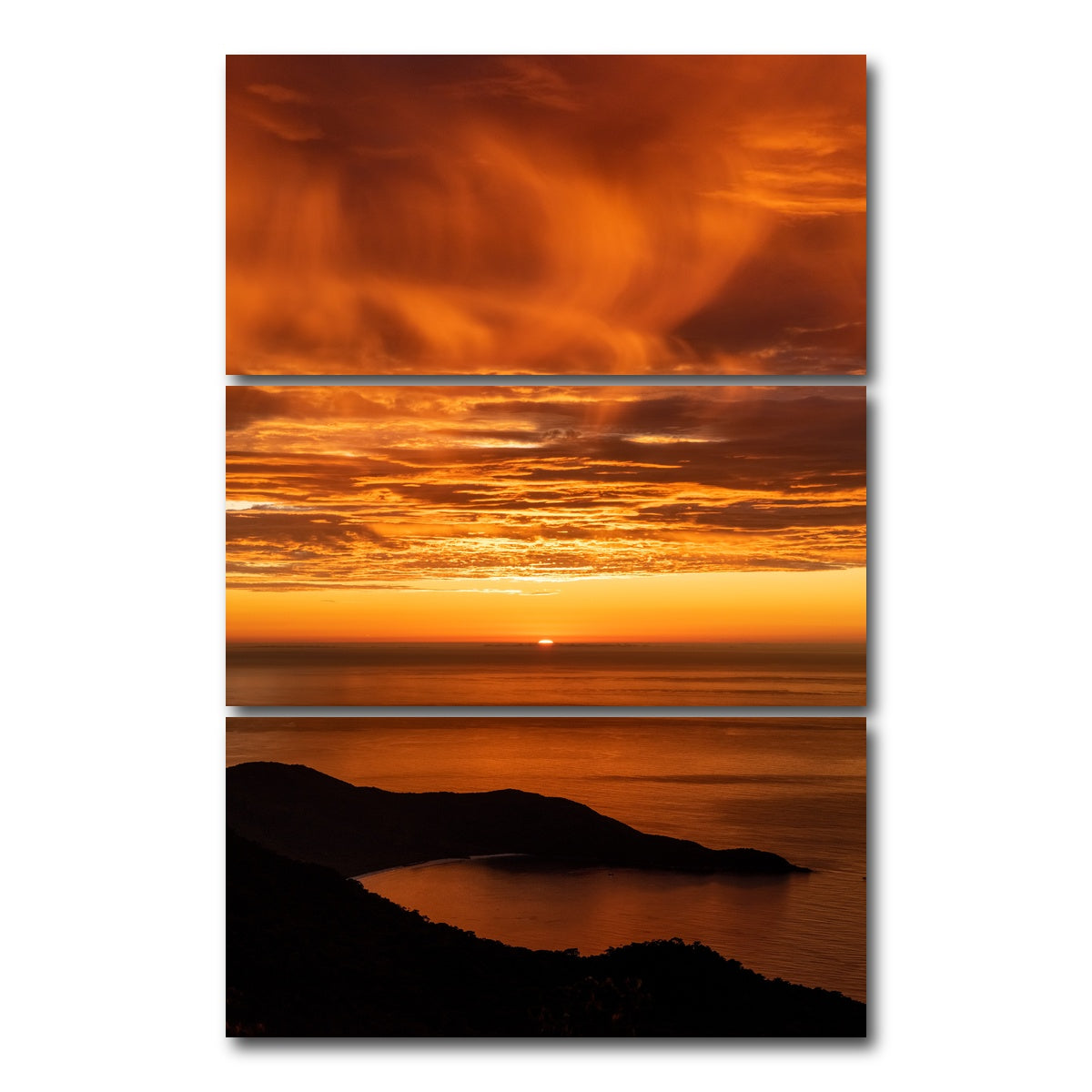 AUTO-MOCKUP WHITE | Sunrise at Ilha Grande Brazil | 3 Piece | Gallery Wrap Canvas | group=12x24_stacked