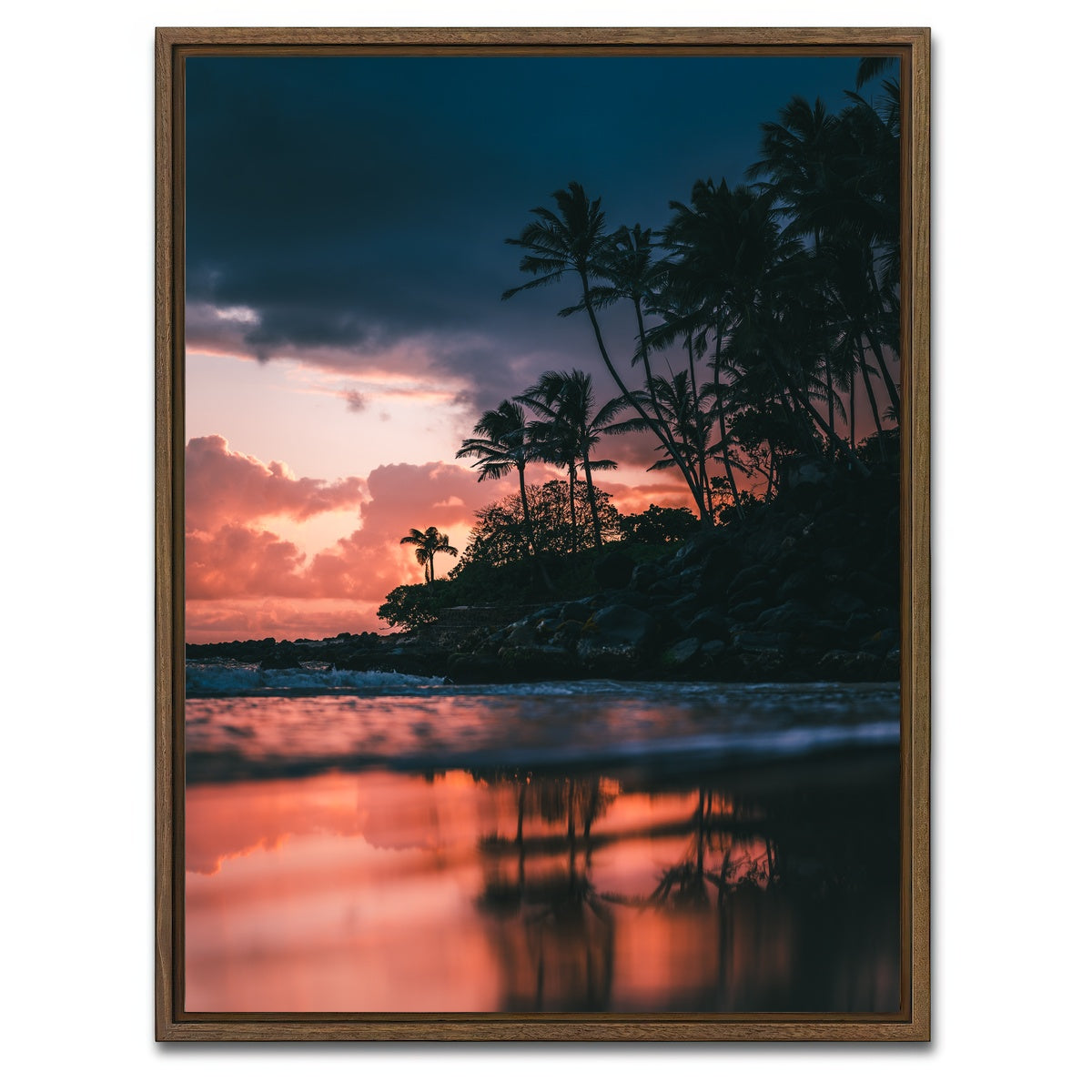 AUTO-MOCKUP WHITE | Sunrise from Shore | 1 Piece | Walnut Framed Canvas | group=3x4