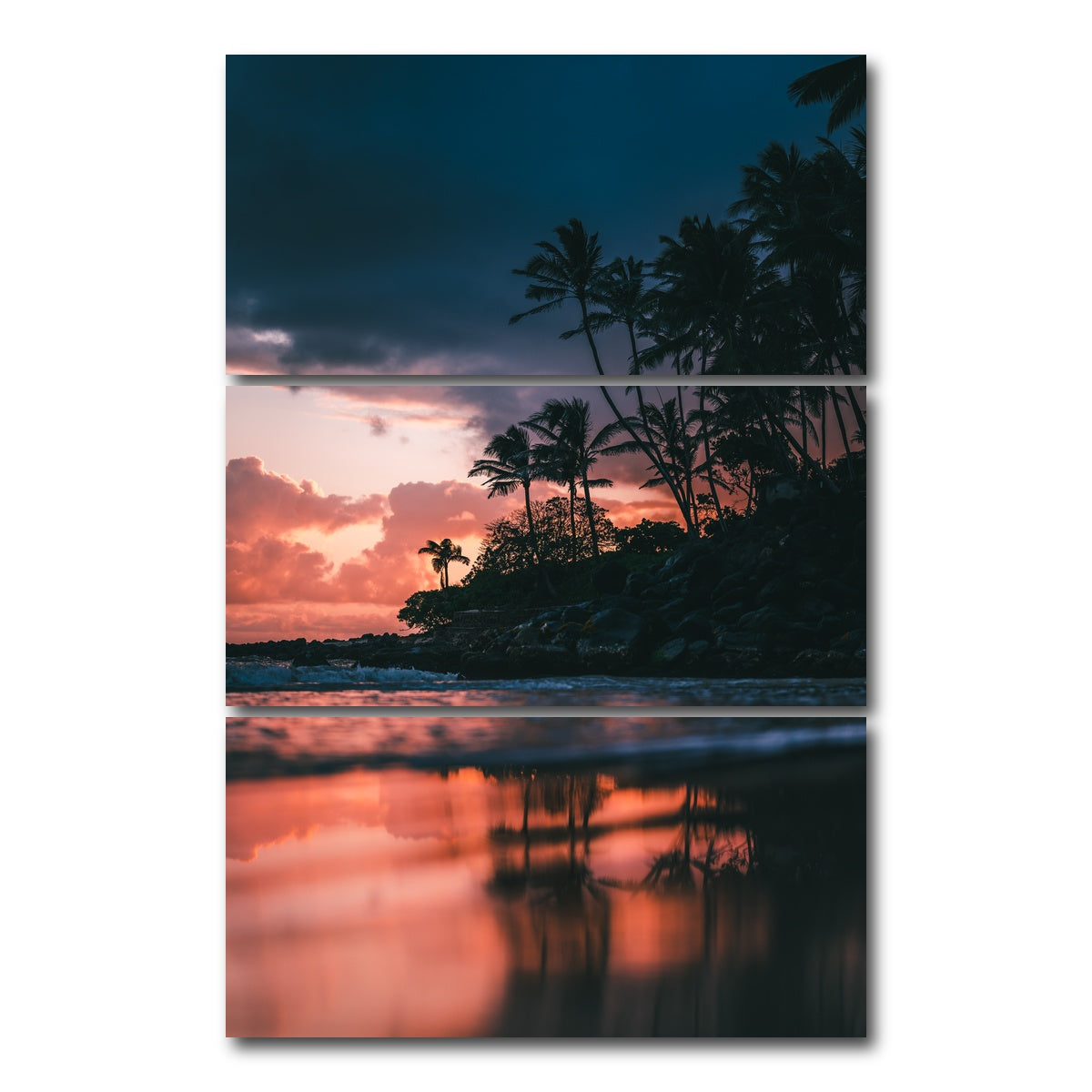 AUTO-MOCKUP WHITE | Sunrise from Shore | 3 Piece | Gallery Wrap Canvas | group=12x24_stacked