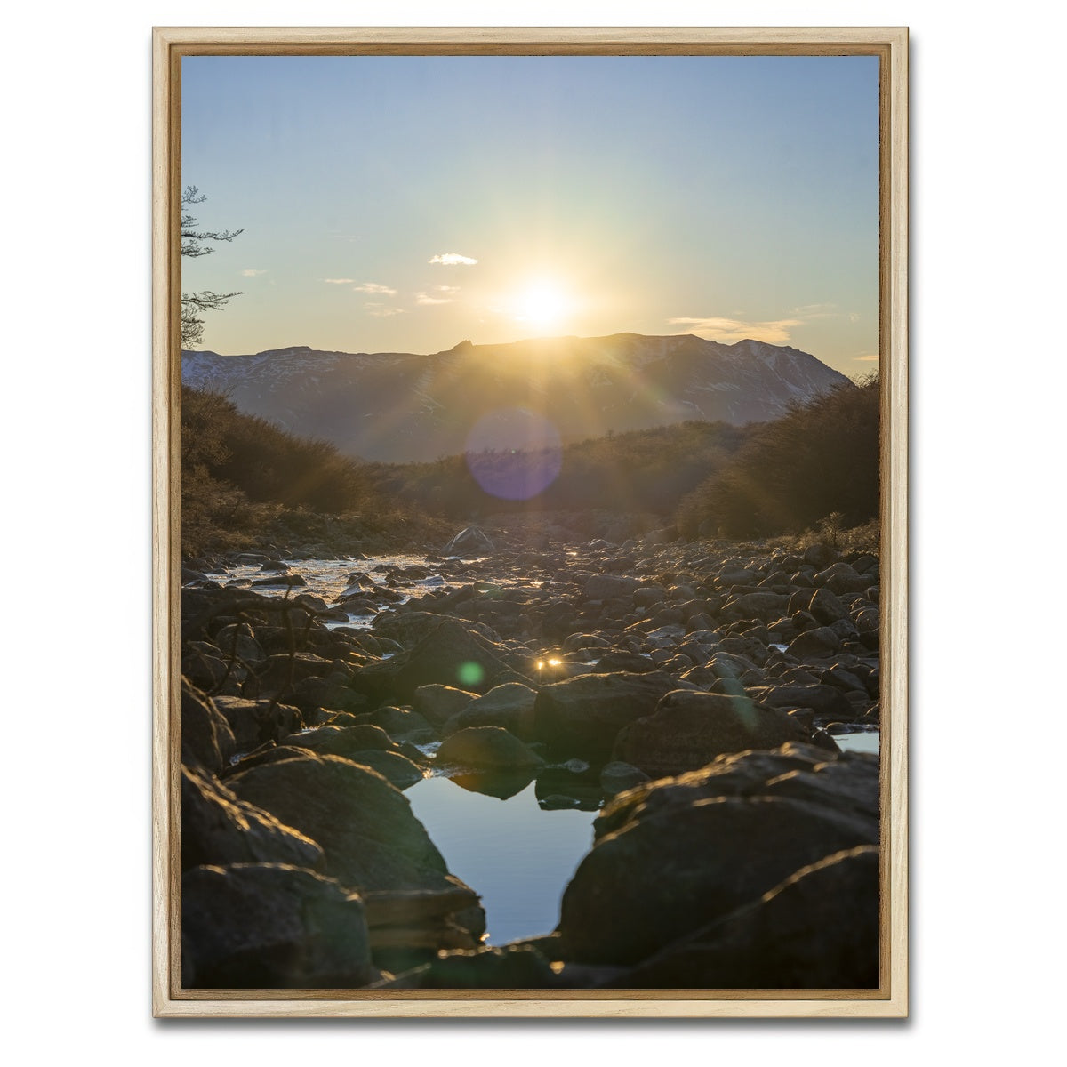 AUTO-MOCKUP WHITE | Sunrise over Fitz Roy River | 1 Piece | Natural Framed Canvas | group=3x4