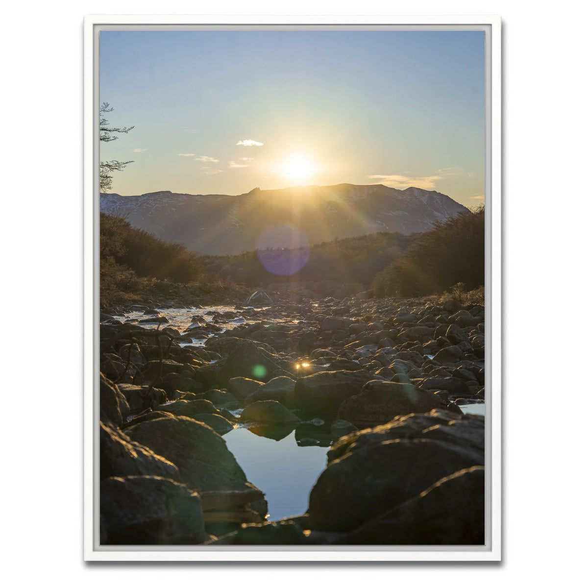 AUTO-MOCKUP WHITE | Sunrise over Fitz Roy River | 1 Piece | White Framed Canvas | group=3x4