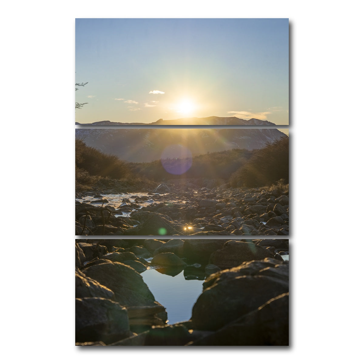 AUTO-MOCKUP WHITE | Sunrise over Fitz Roy River | 3 Piece | Gallery Wrap Canvas | group=12x24_stacked