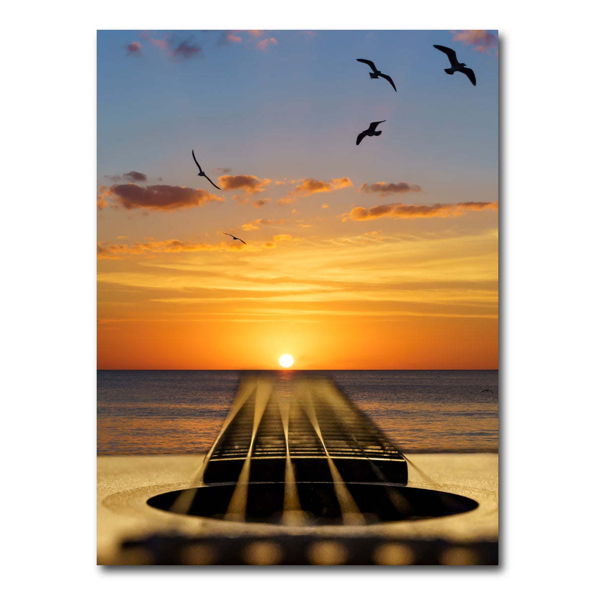 AUTO-MOCKUP WHITE | Sunset Guitar Song | 1 Piece | Gallery Wrap Canvas | group=3x4