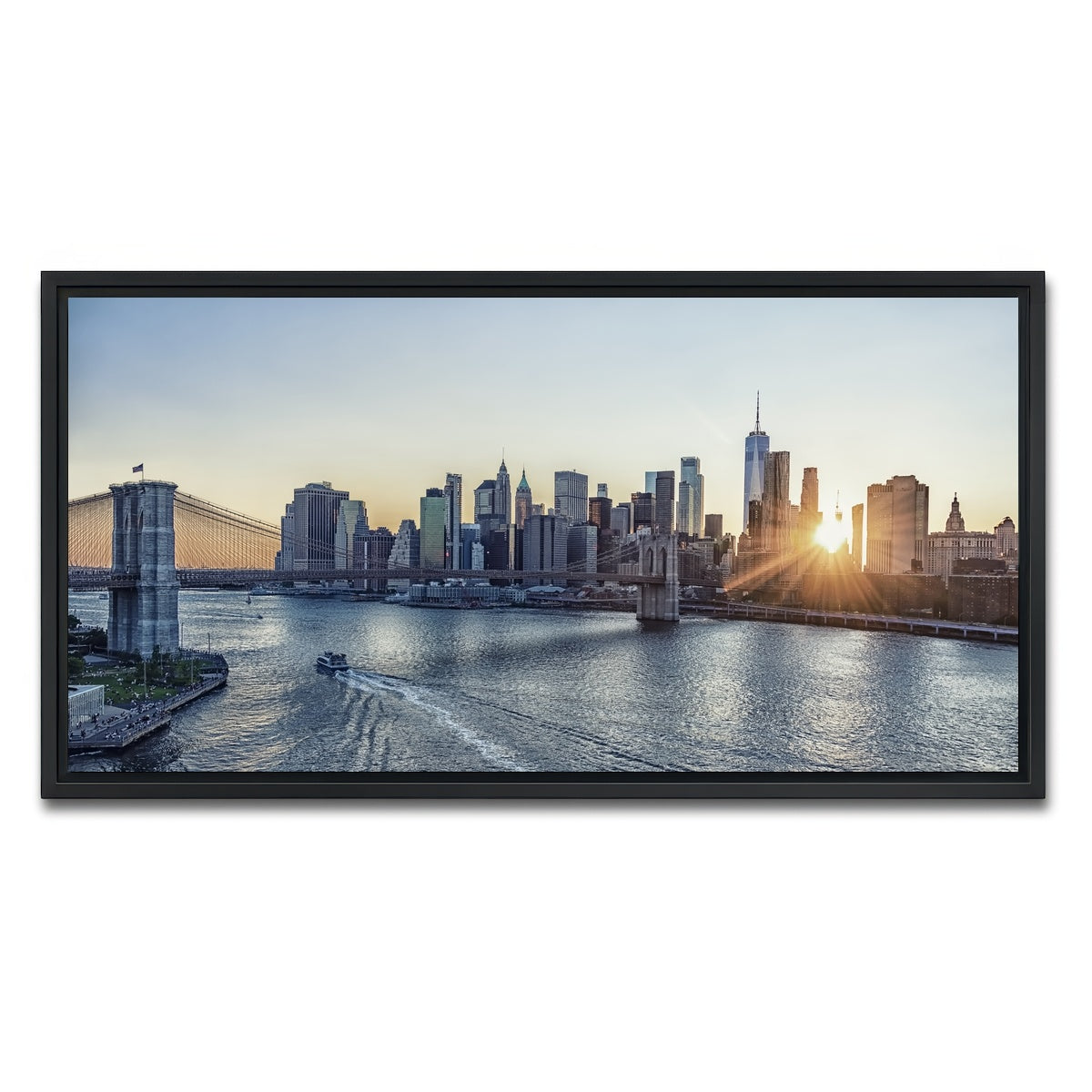 AUTO-MOCKUP WHITE | Sunset In New York | 1 Piece | Black Framed Canvas | group=2x1