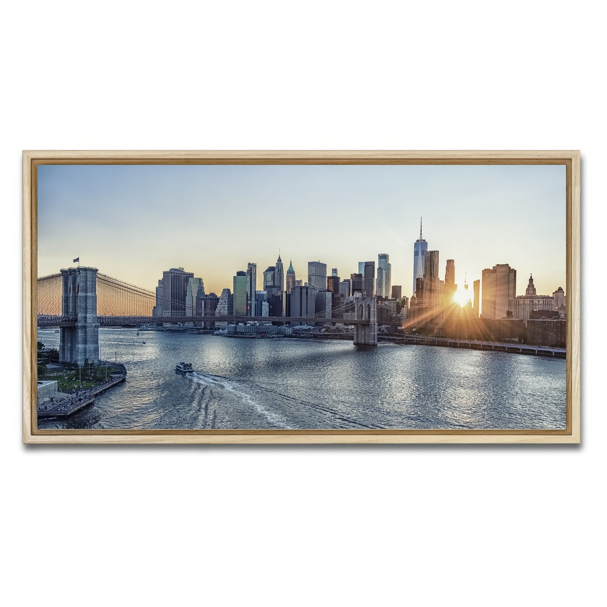 AUTO-MOCKUP WHITE | Sunset In New York | 1 Piece | Natural Framed Canvas | group=2x1