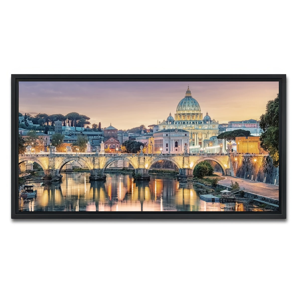 AUTO-MOCKUP WHITE | Sunset In Rome | 1 Piece | Black Framed Canvas | group=2x1