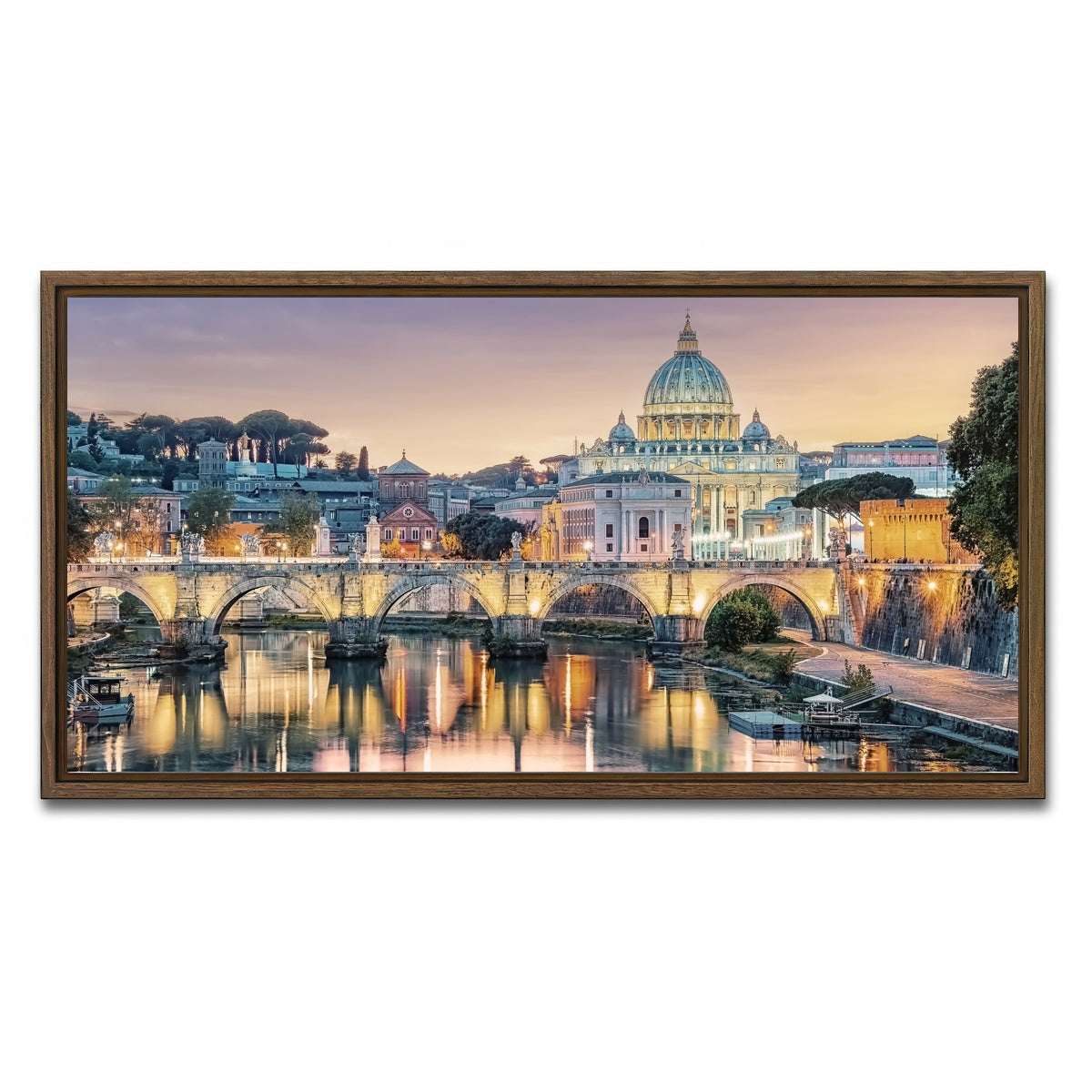 AUTO-MOCKUP WHITE | Sunset In Rome | 1 Piece | Walnut Framed Canvas | group=2x1