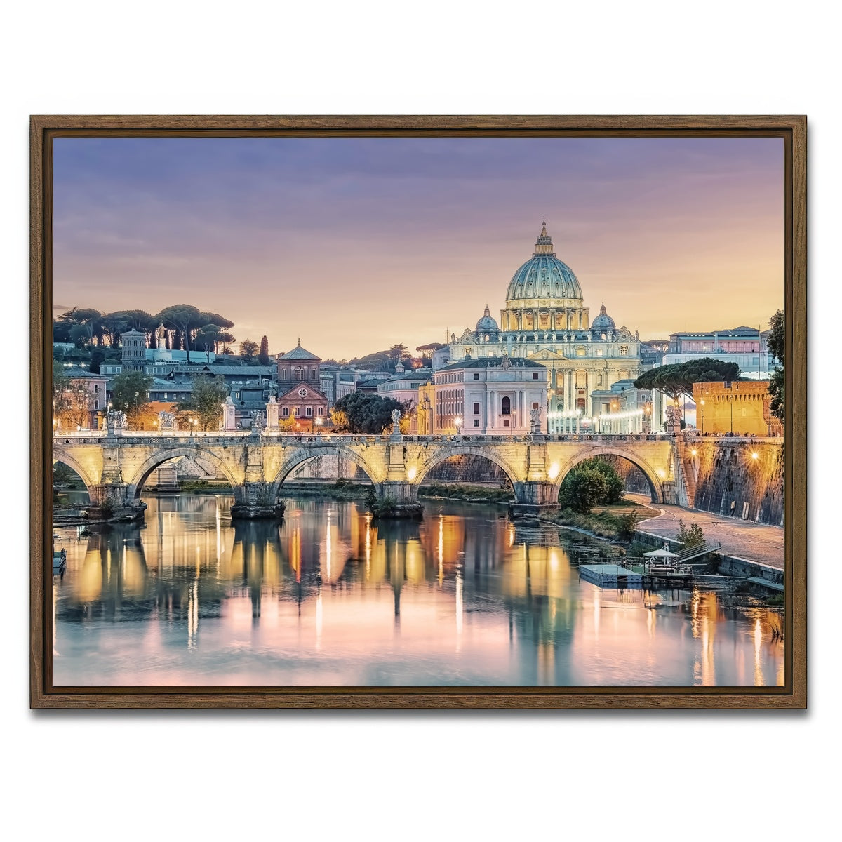 AUTO-MOCKUP WHITE | Sunset In Rome | 1 Piece | Walnut Framed Canvas | group=4x3