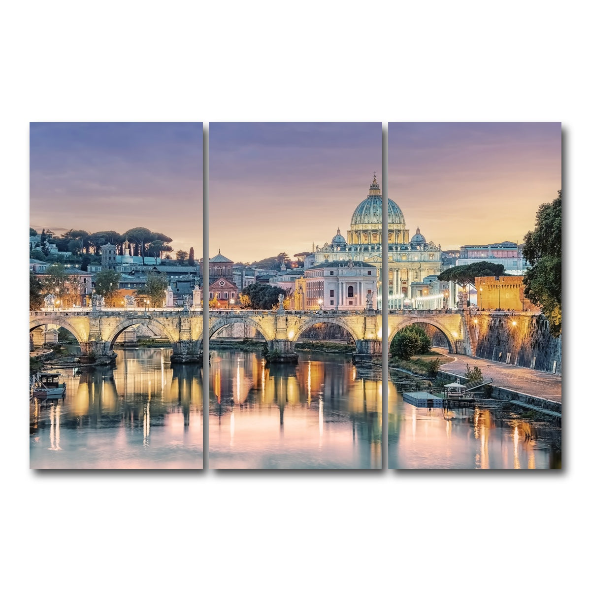 AUTO-MOCKUP WHITE | Sunset In Rome | 3 Piece | Gallery Wrap Canvas | group=12x24
